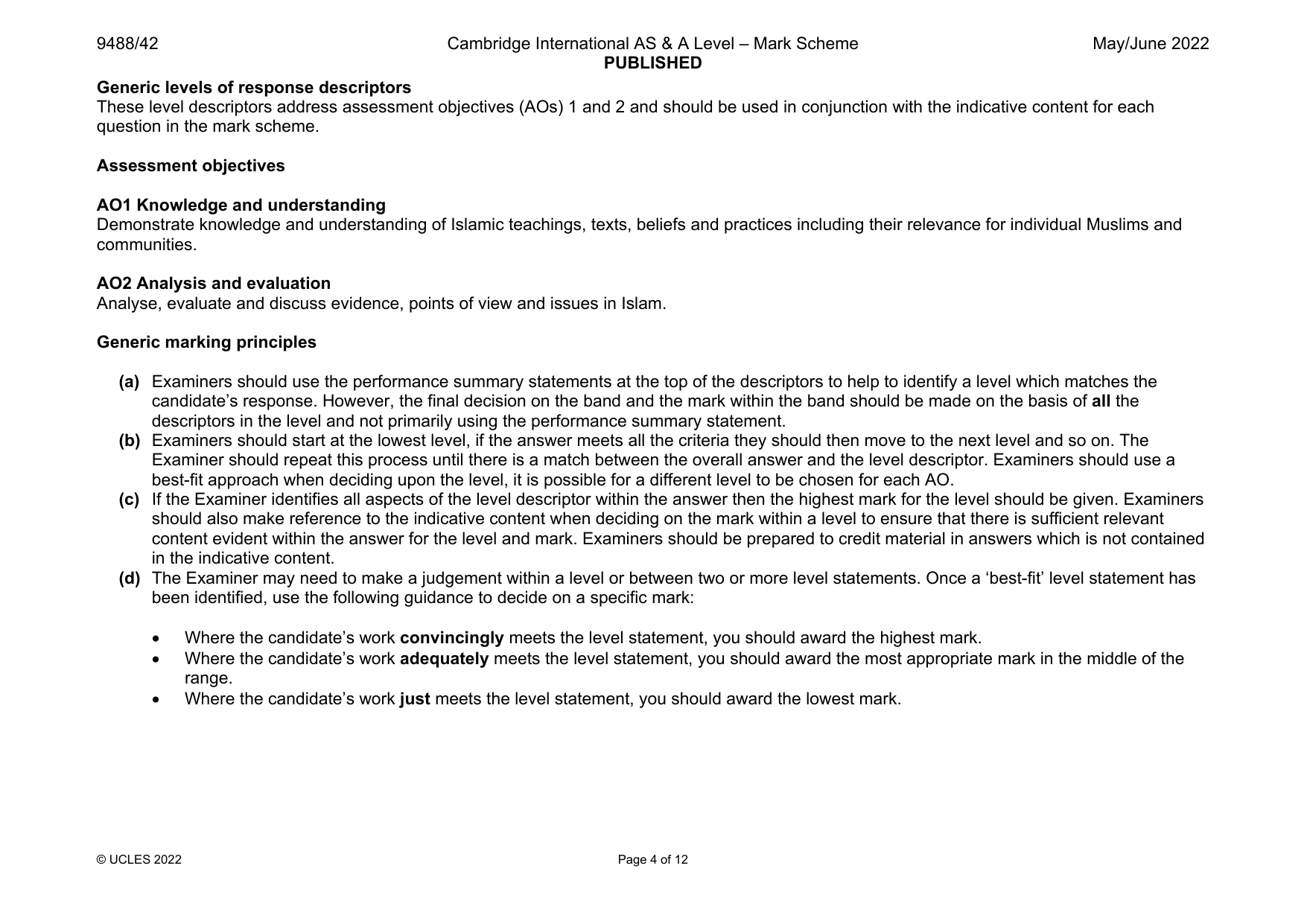 Mark scheme, page 4 of 12