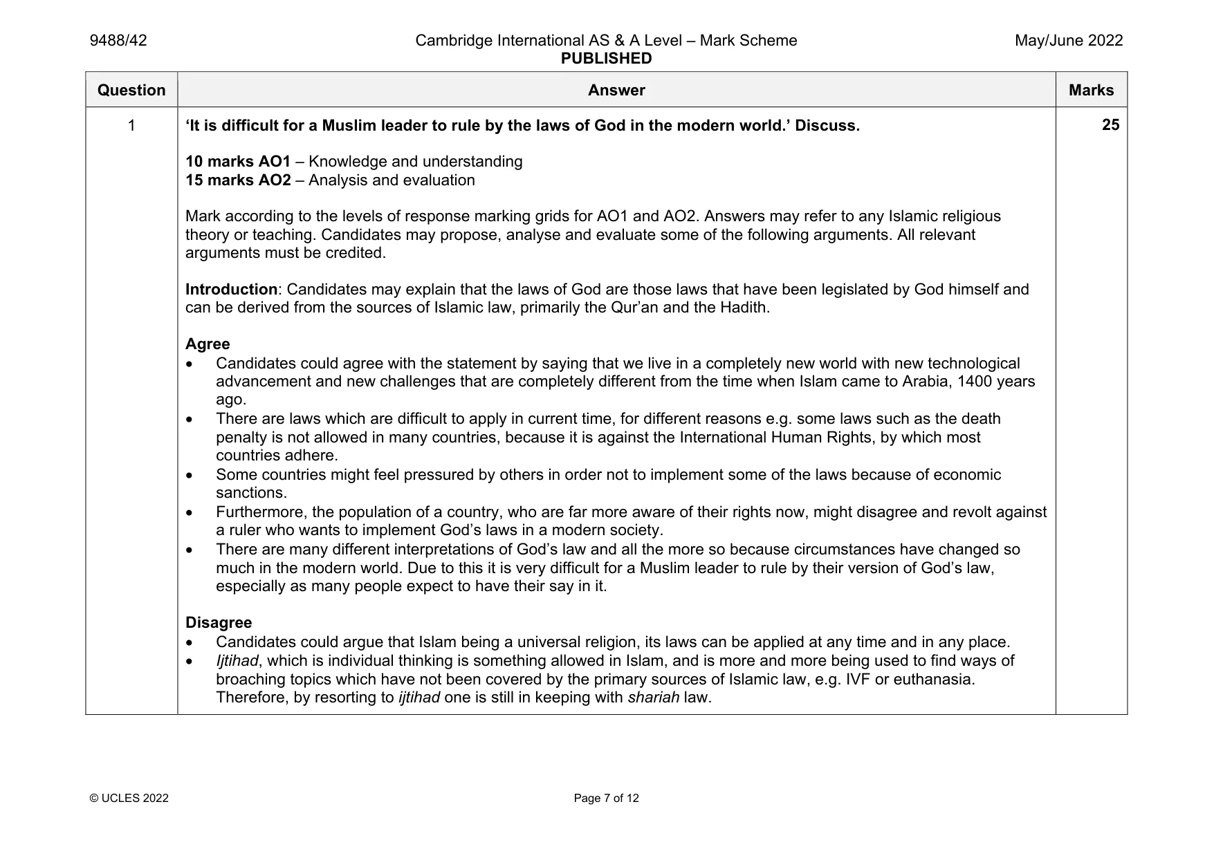 Mark scheme, page 7 of 12