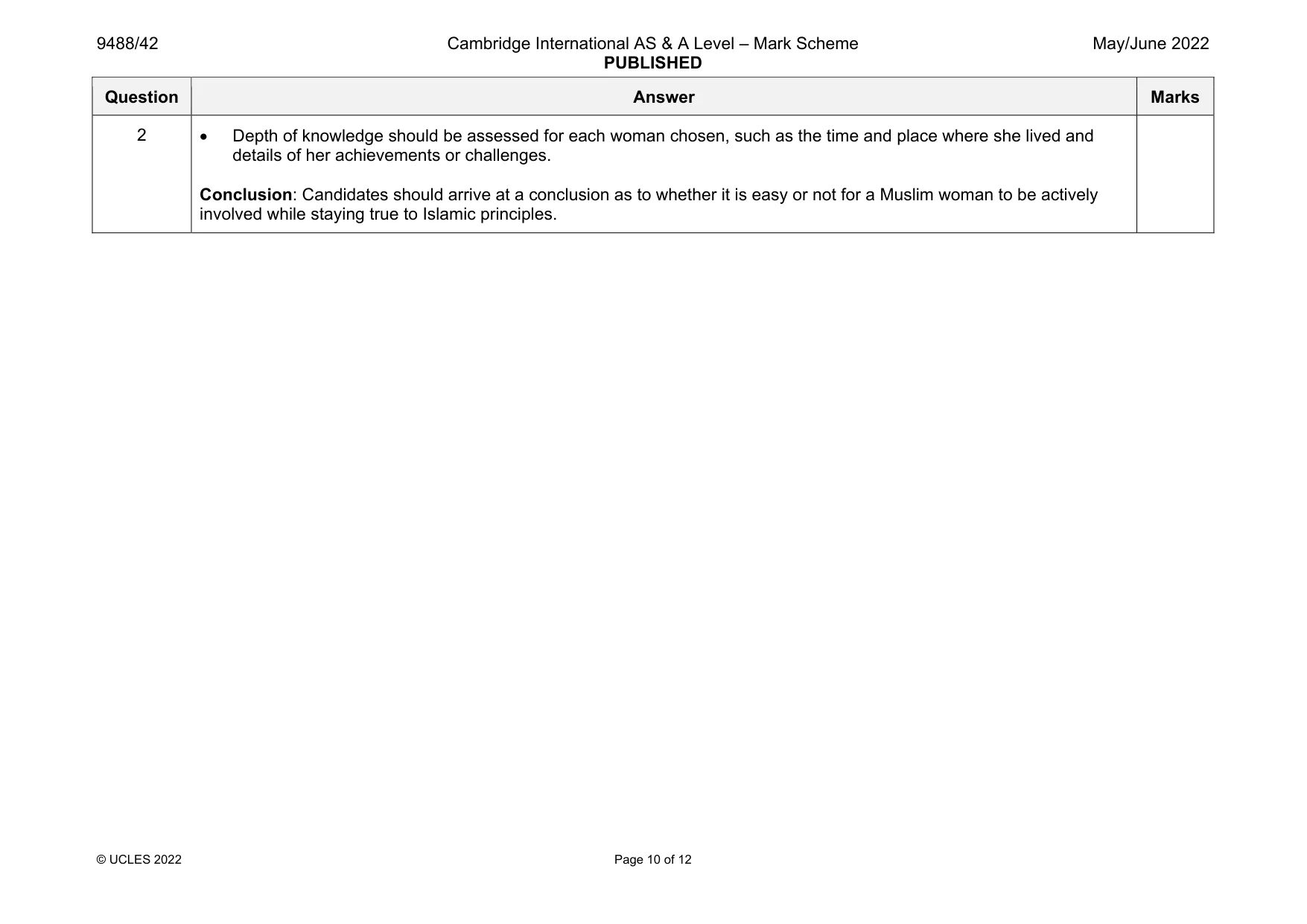 Mark scheme, page 10 of 12