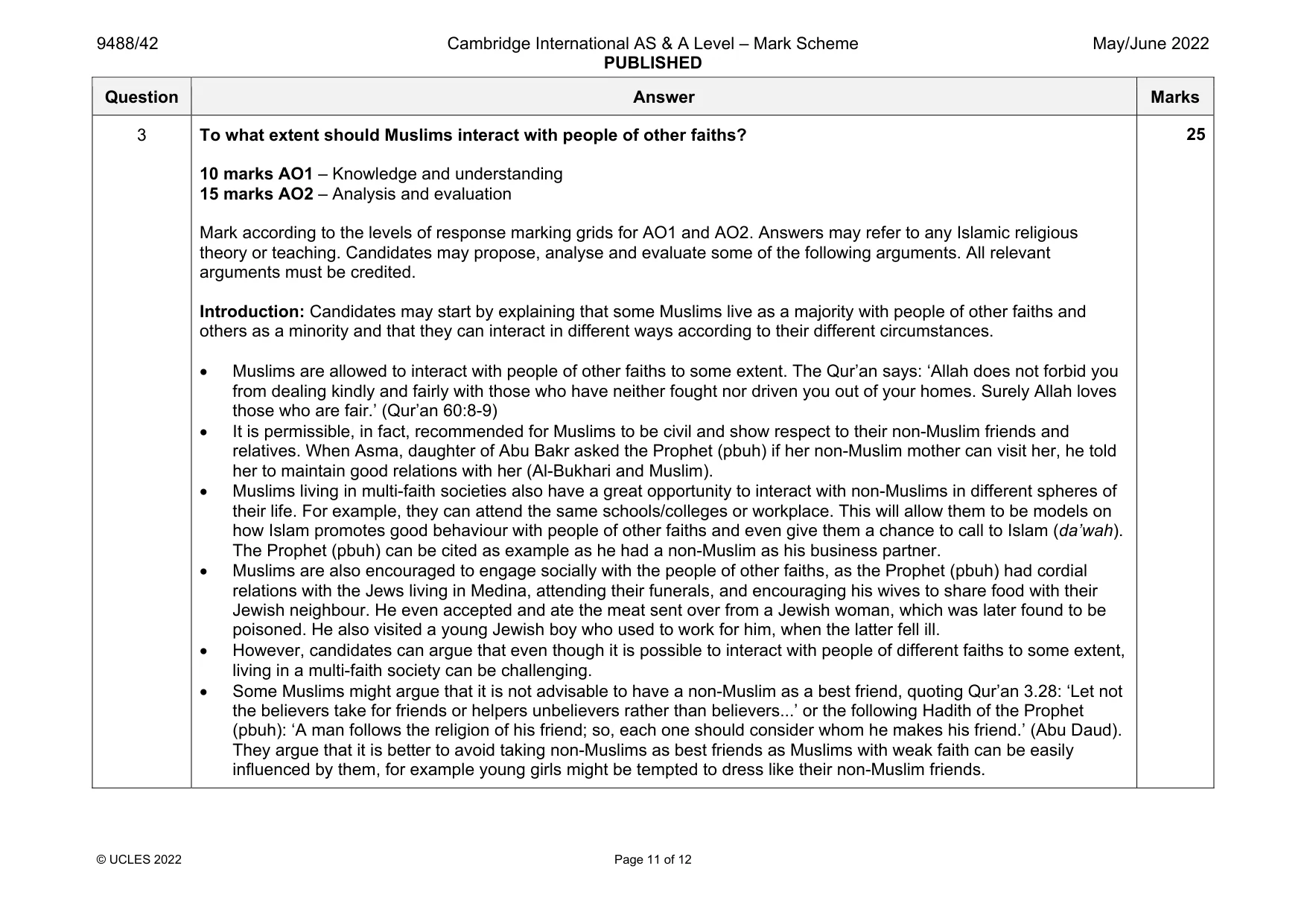 Mark scheme, page 11 of 12
