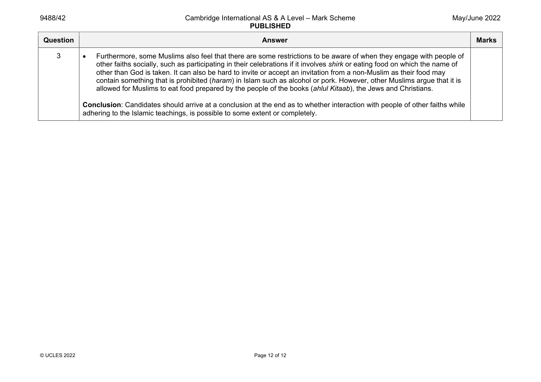 Mark scheme, page 12 of 12