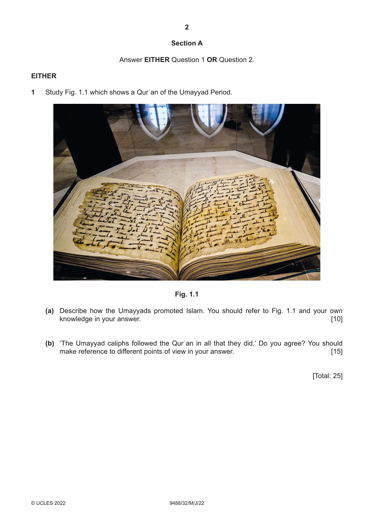 Cambridge A Level Islamic Studies 9488 2022 May/June Paper 3 · Variant 2 question paper, page 2 of 4