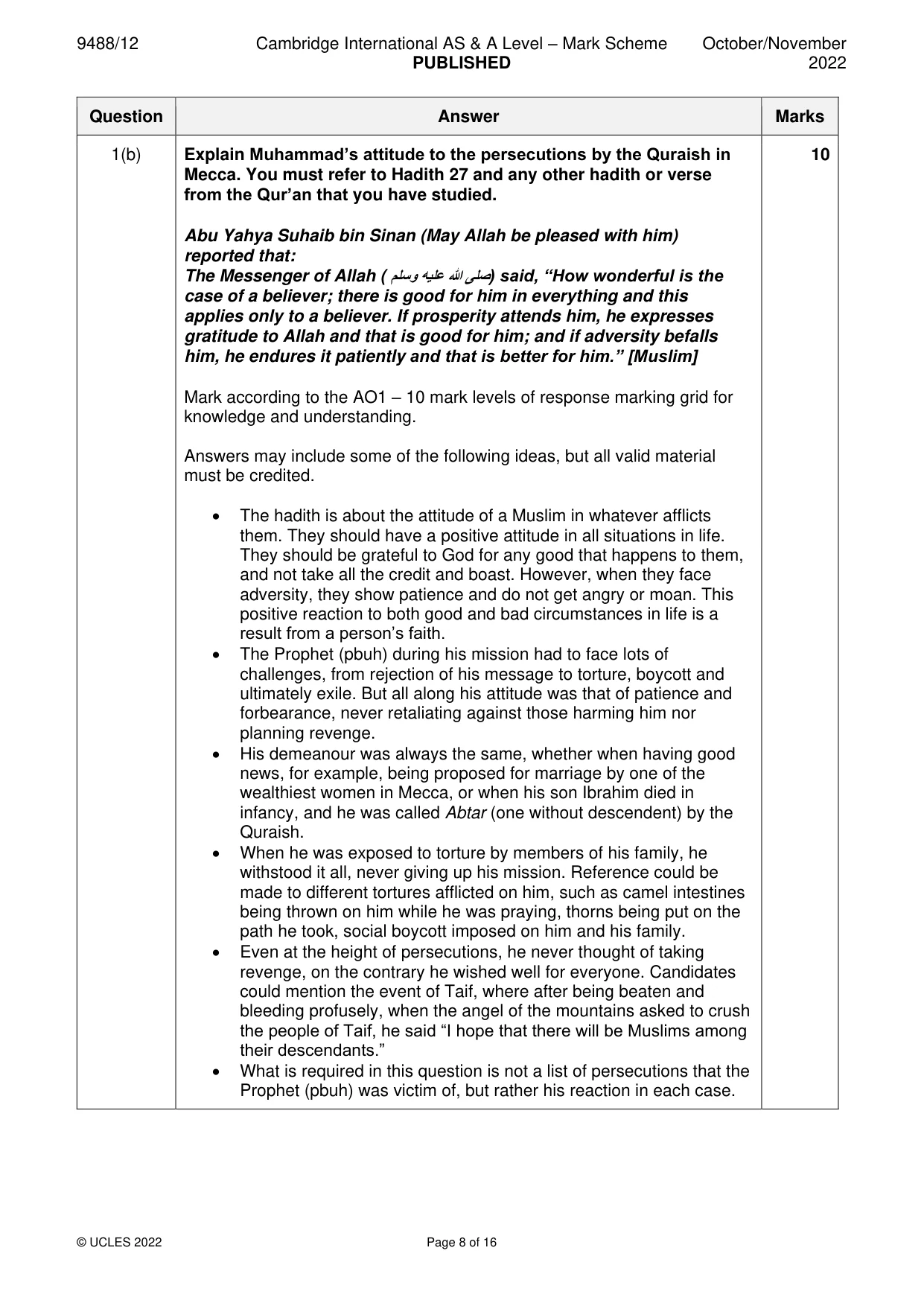 Mark scheme, page 8 of 16