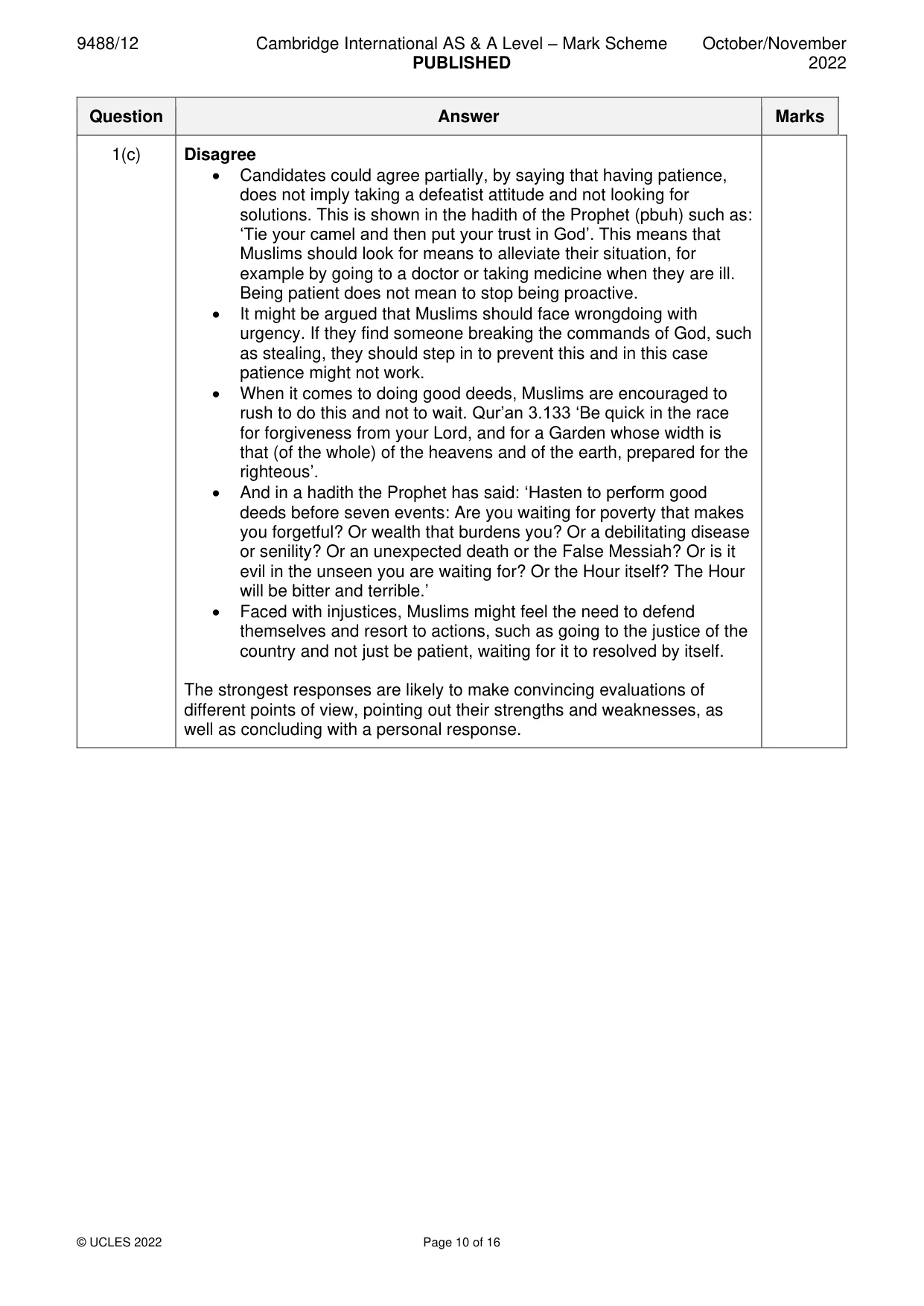 Mark scheme, page 10 of 16