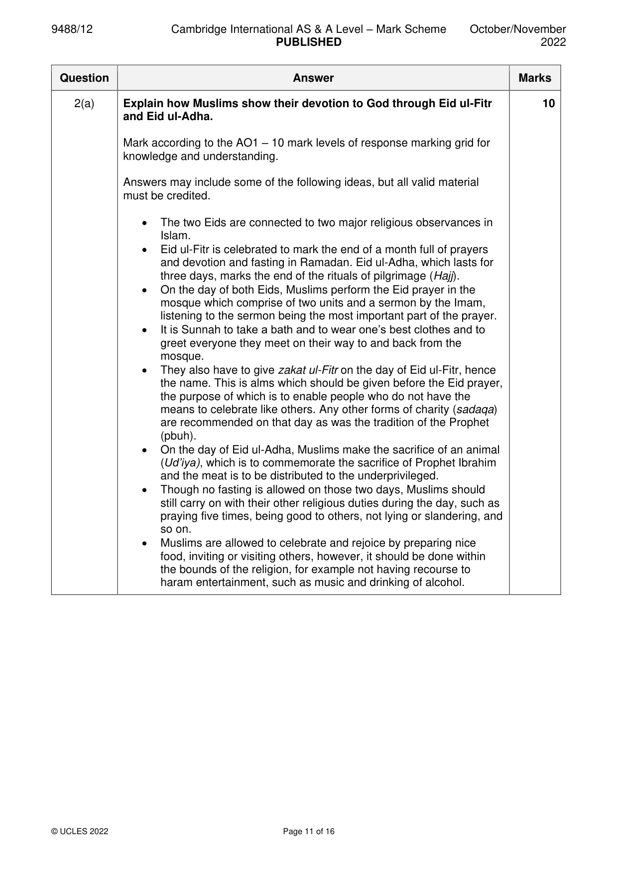Mark scheme, page 11 of 16