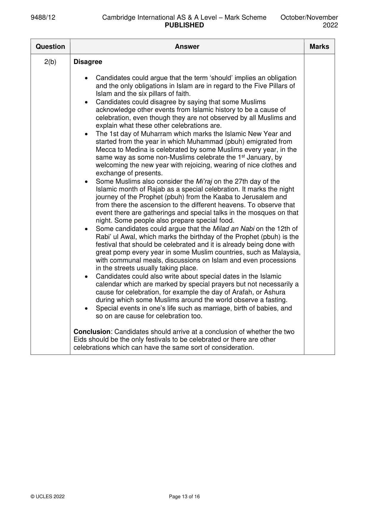 Mark scheme, page 13 of 16