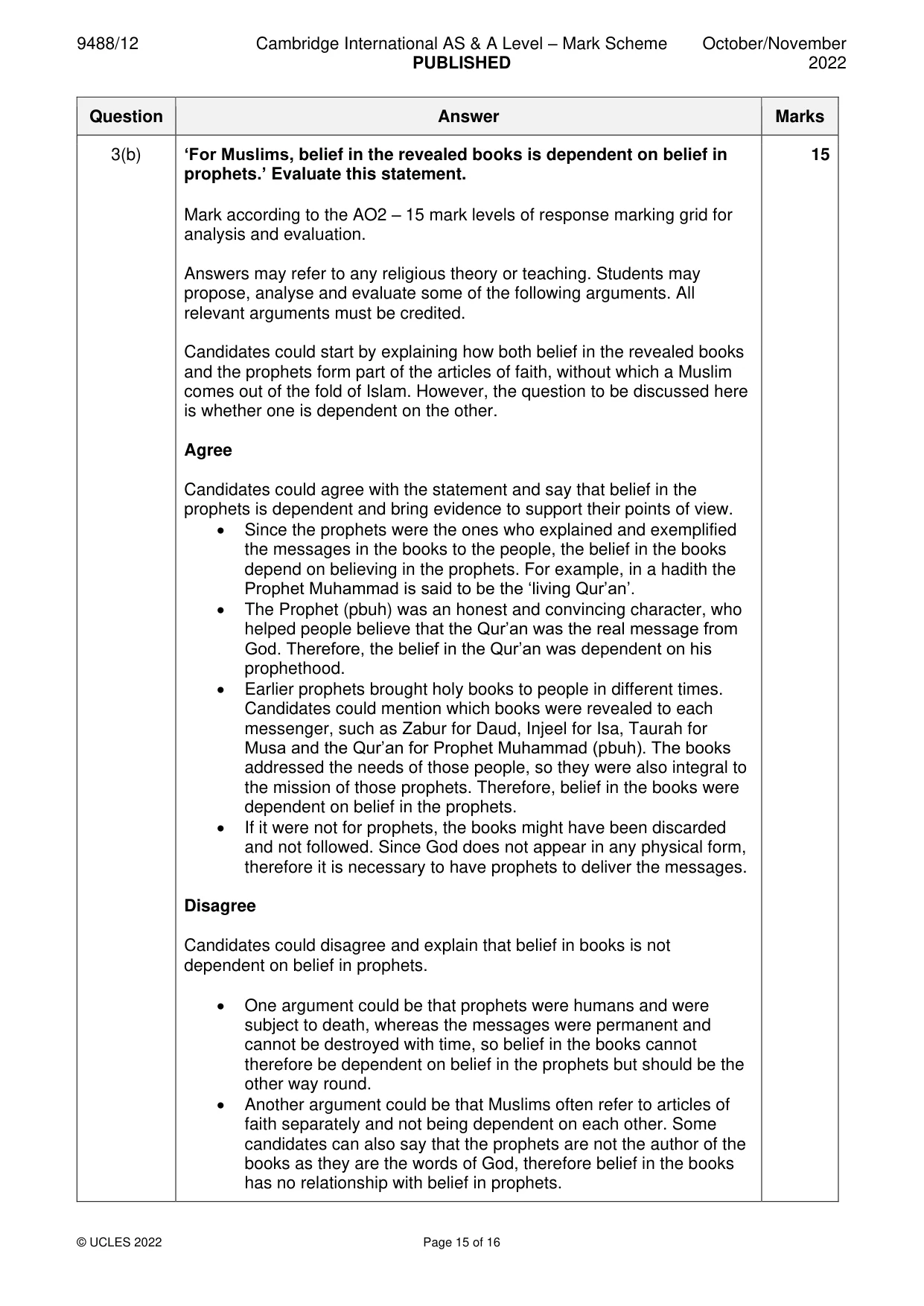 Mark scheme, page 15 of 16