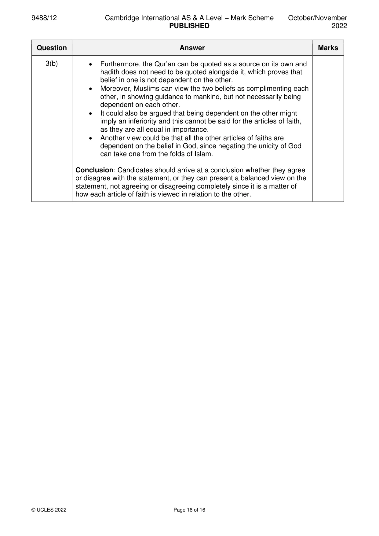 Mark scheme, page 16 of 16