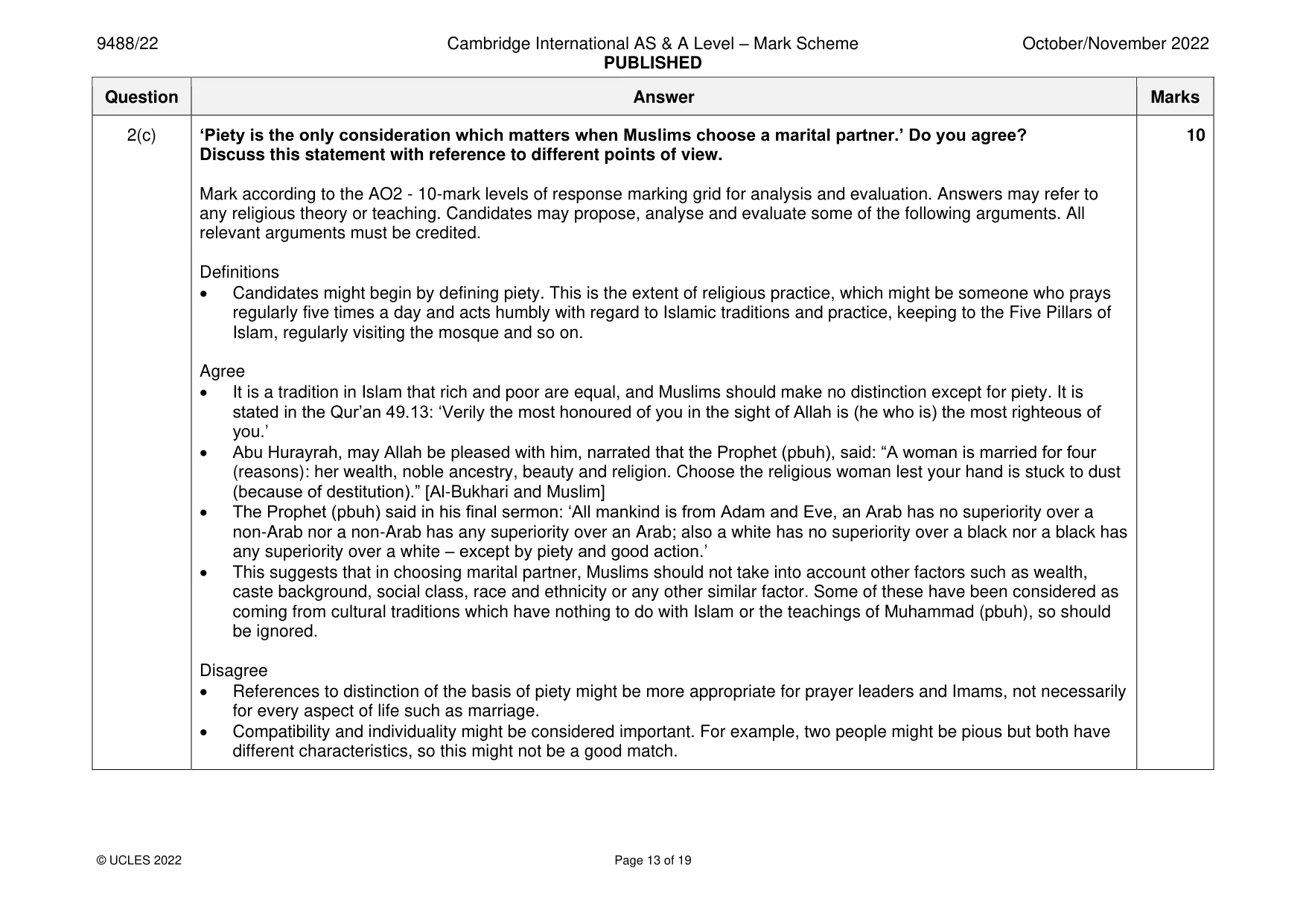 Mark scheme, page 13 of 19