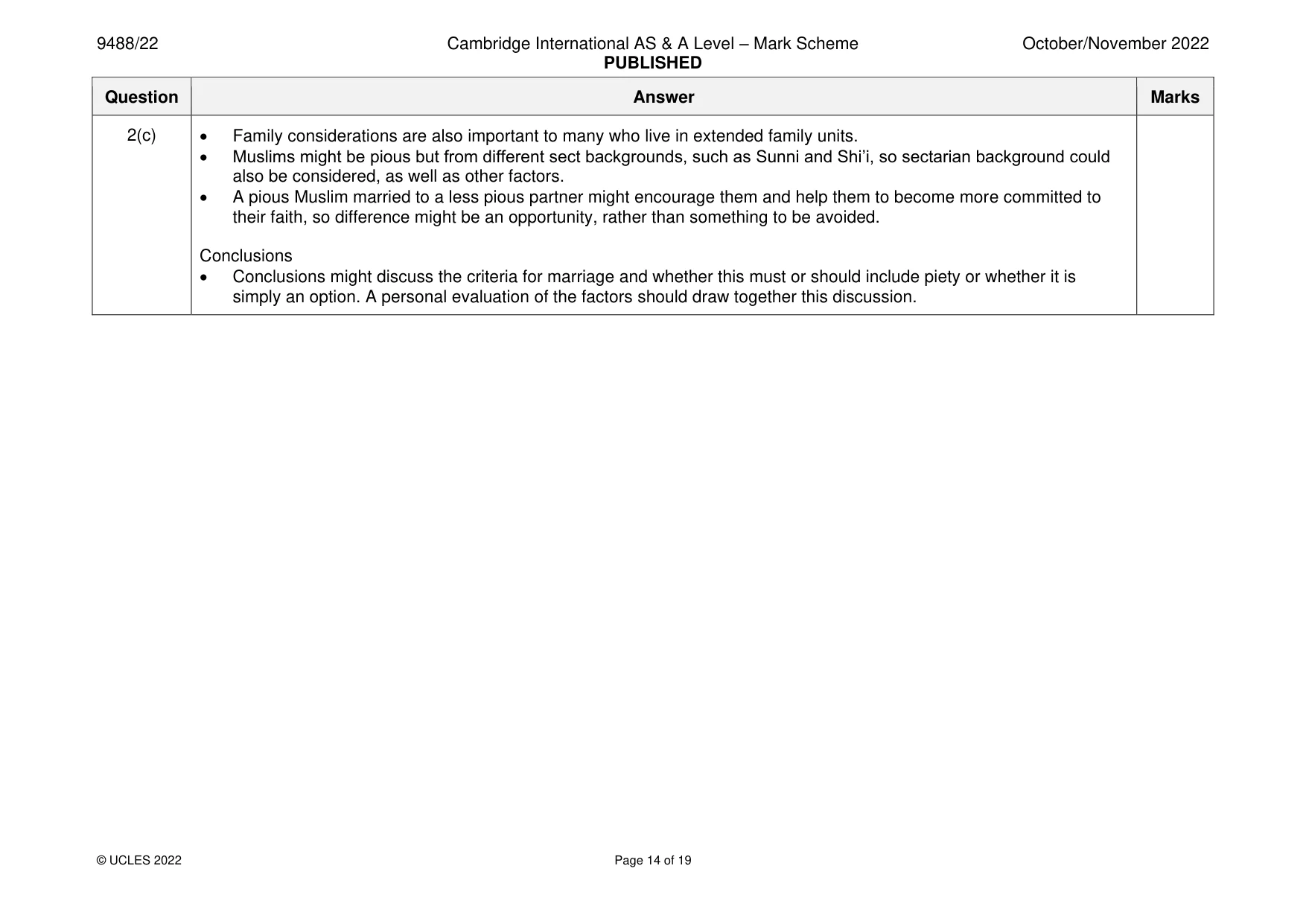 Mark scheme, page 14 of 19