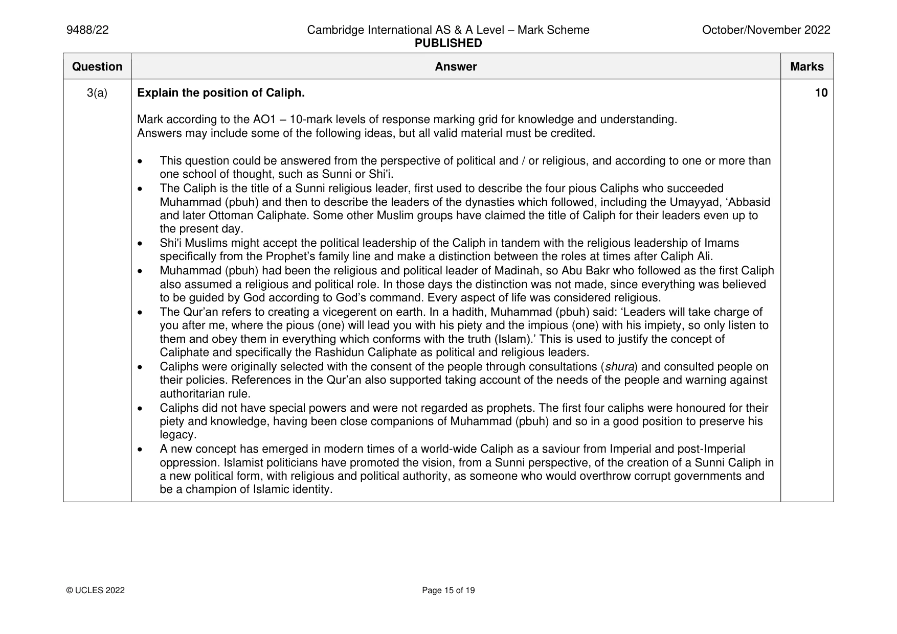 Mark scheme, page 15 of 19