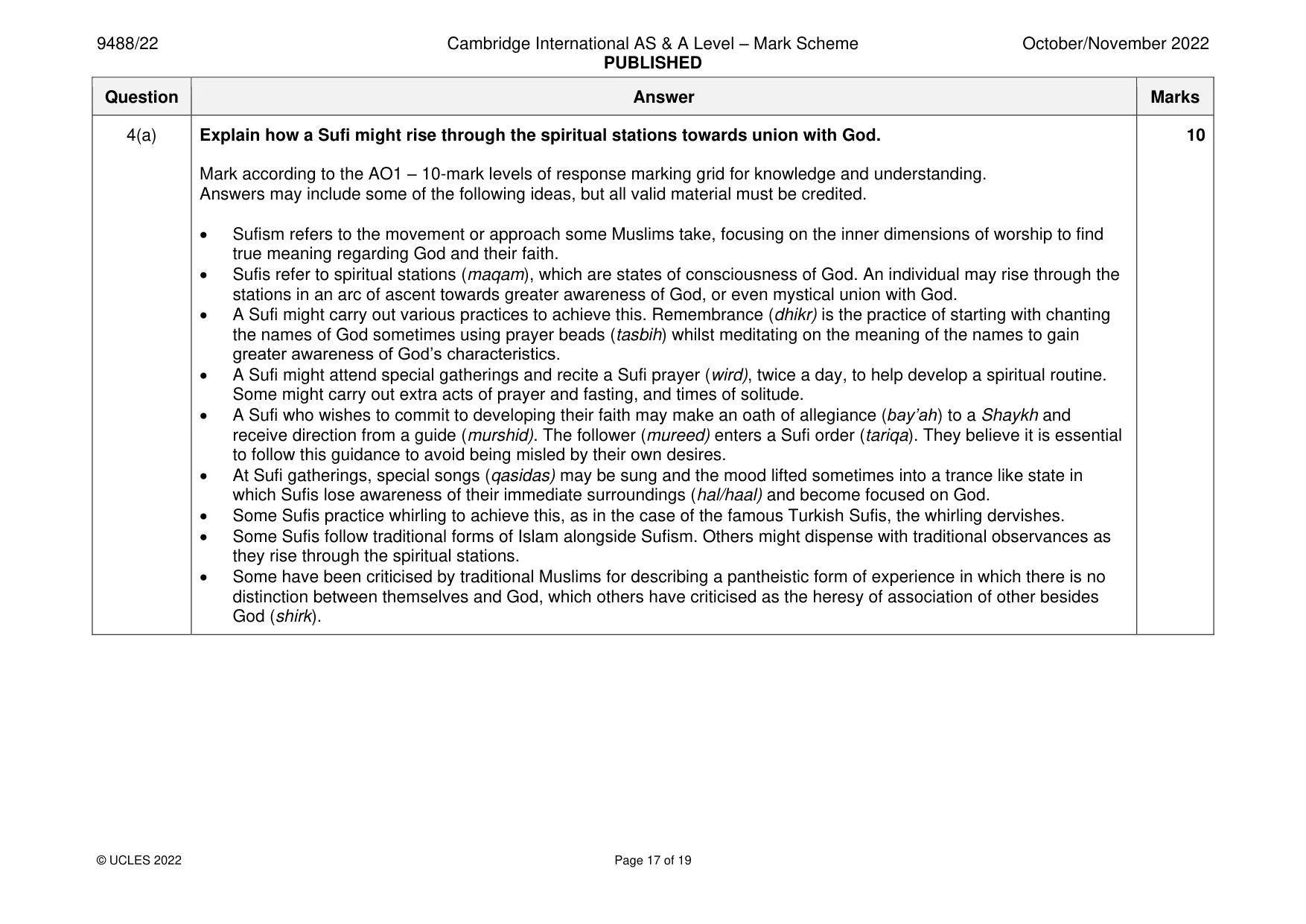 Mark scheme, page 17 of 19