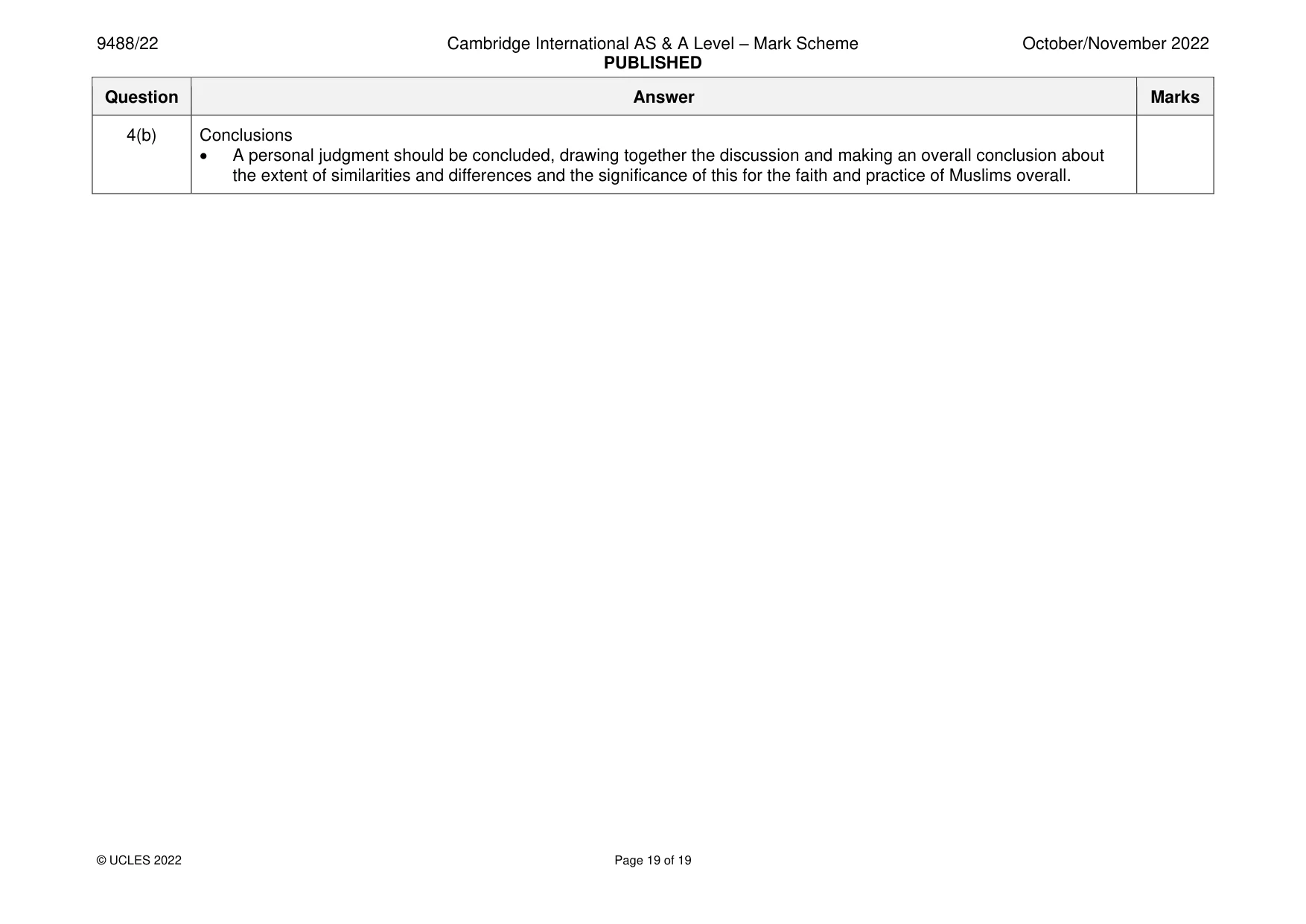Mark scheme, page 19 of 19
