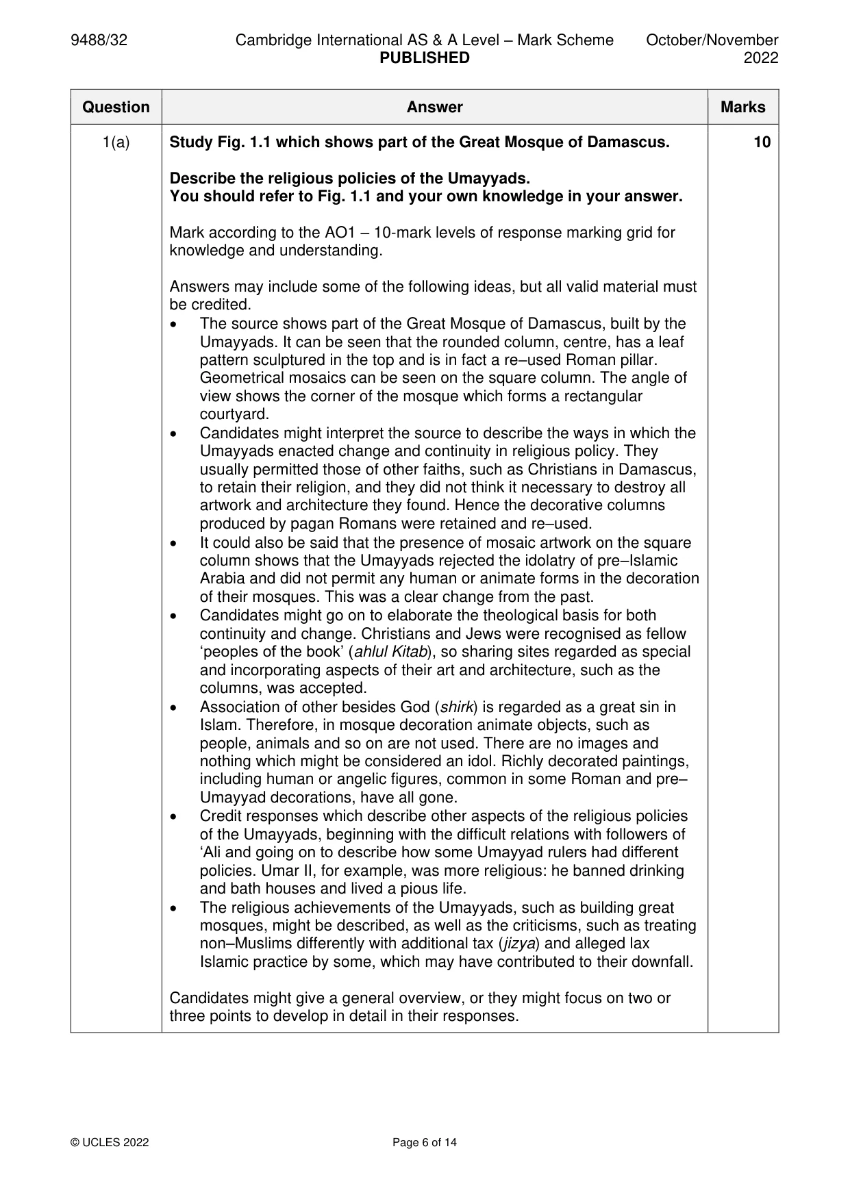 Mark scheme, page 6 of 14