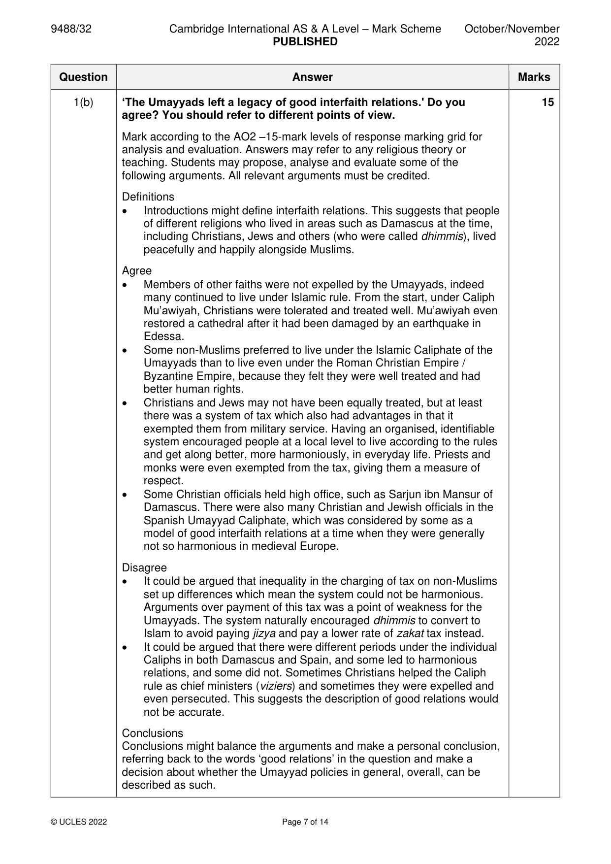 Mark scheme, page 7 of 14