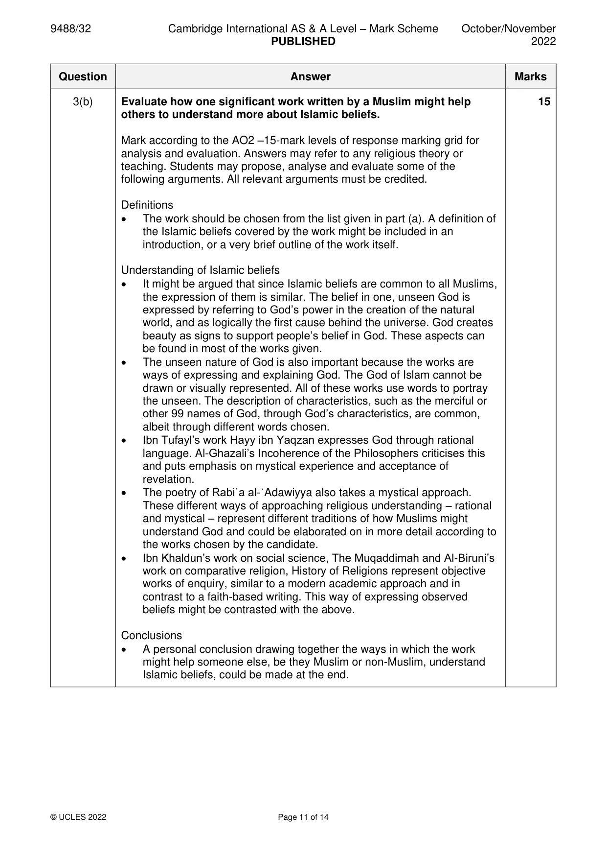 Mark scheme, page 11 of 14