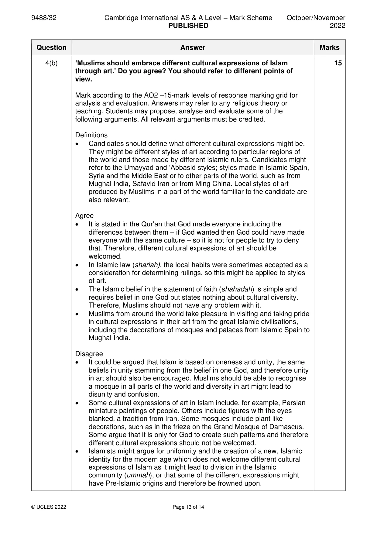 Mark scheme, page 13 of 14