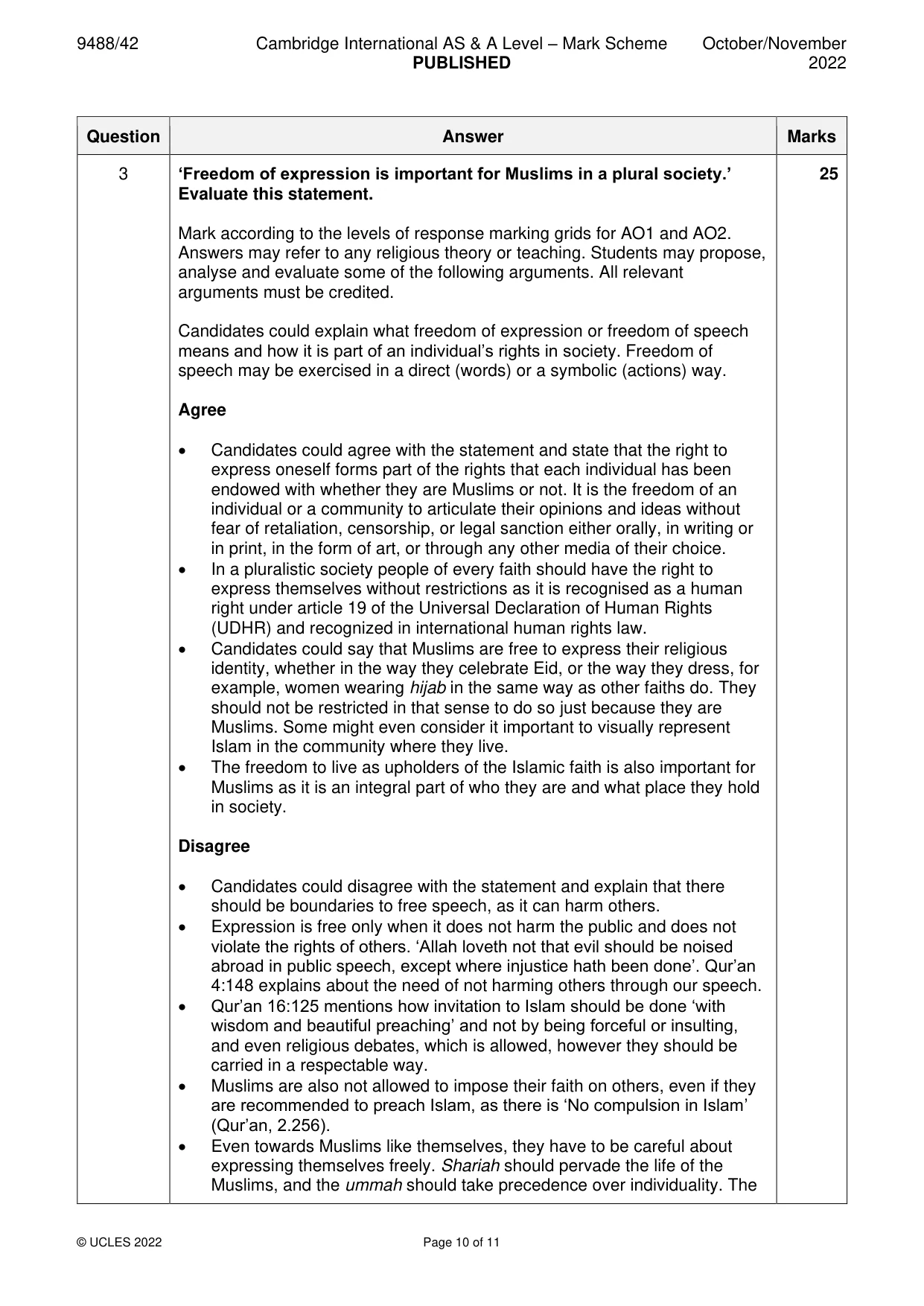 Mark scheme, page 10 of 11