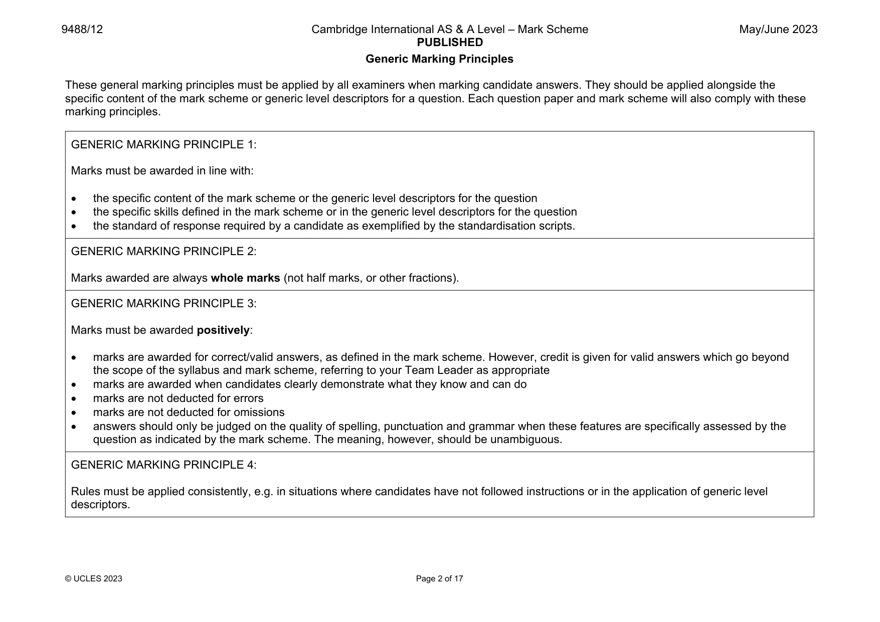 Mark scheme, page 2 of 17