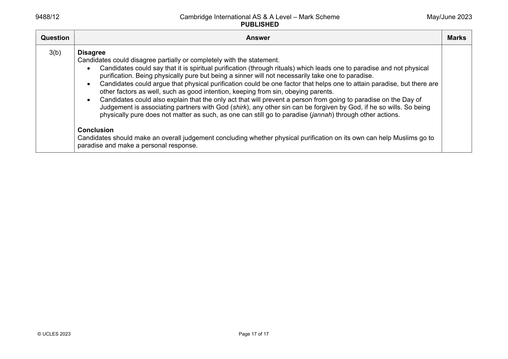 Mark scheme, page 17 of 17
