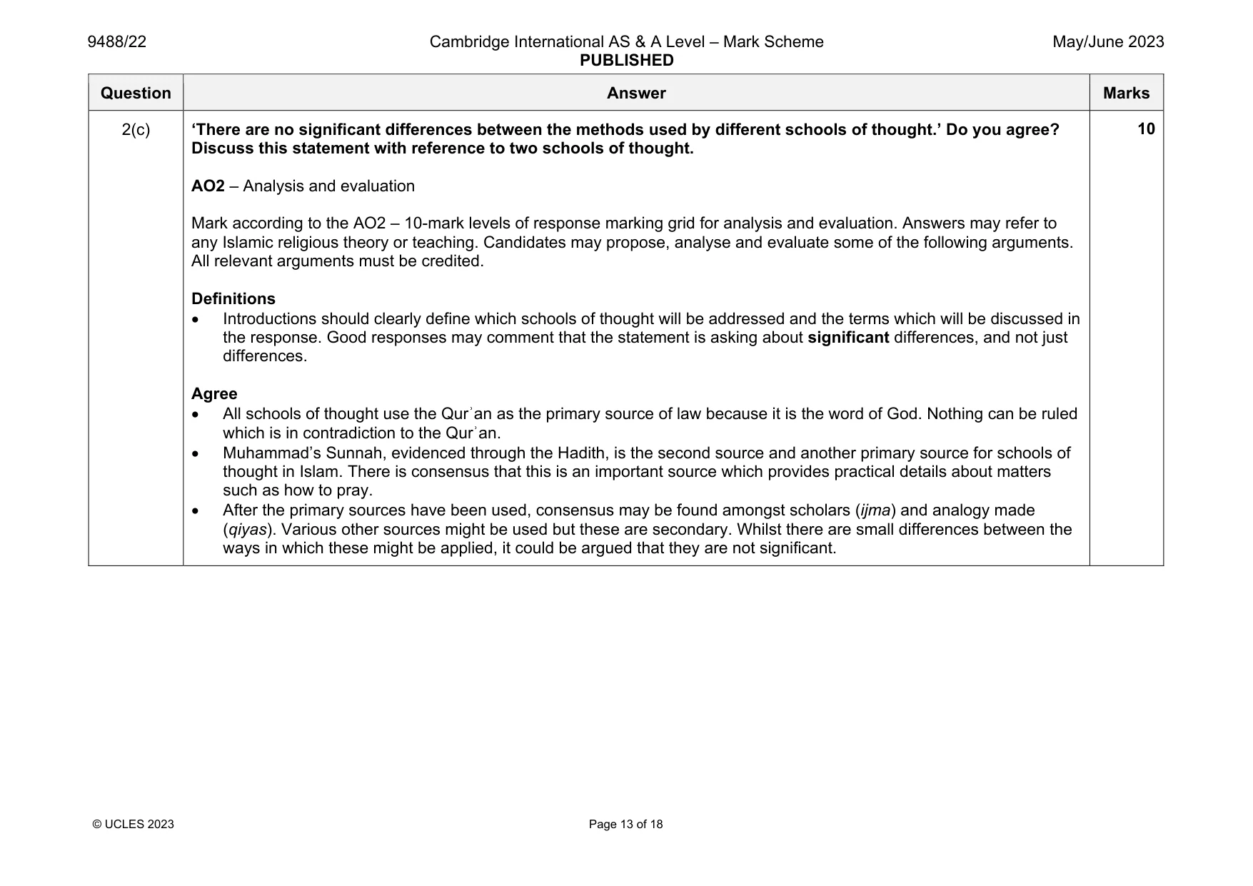 Mark scheme, page 13 of 18