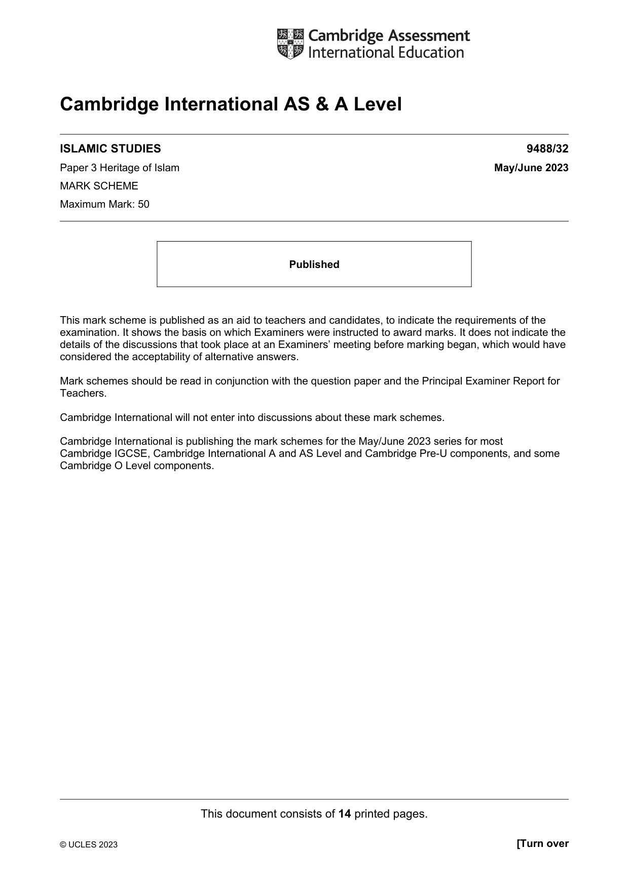 Mark scheme, page 1 of 14