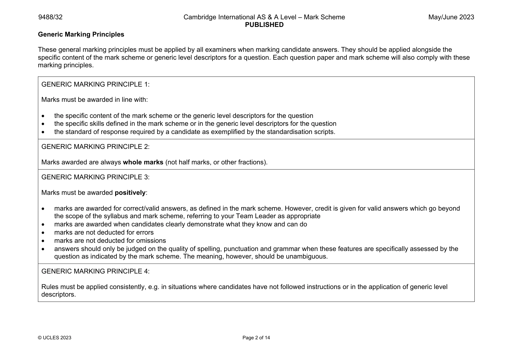 Mark scheme, page 2 of 14