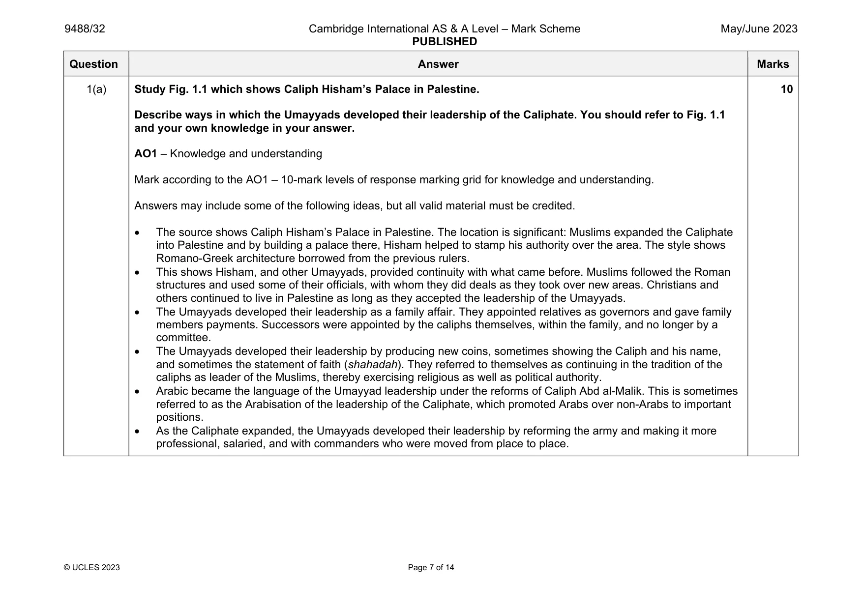 Mark scheme, page 7 of 14