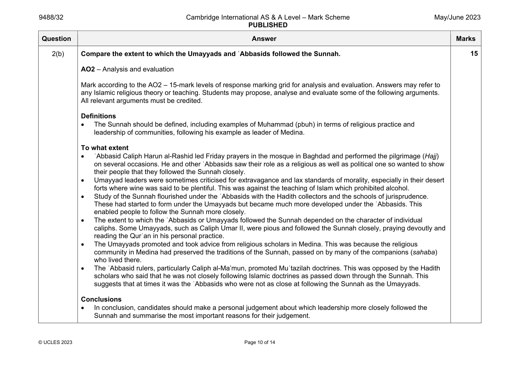Mark scheme, page 10 of 14