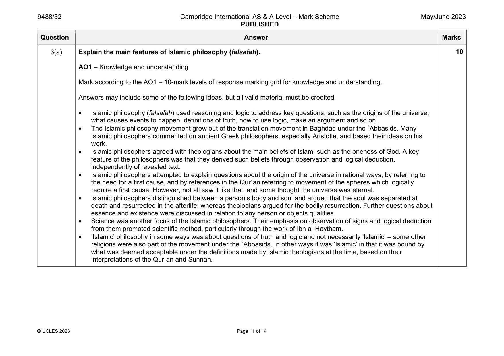 Mark scheme, page 11 of 14