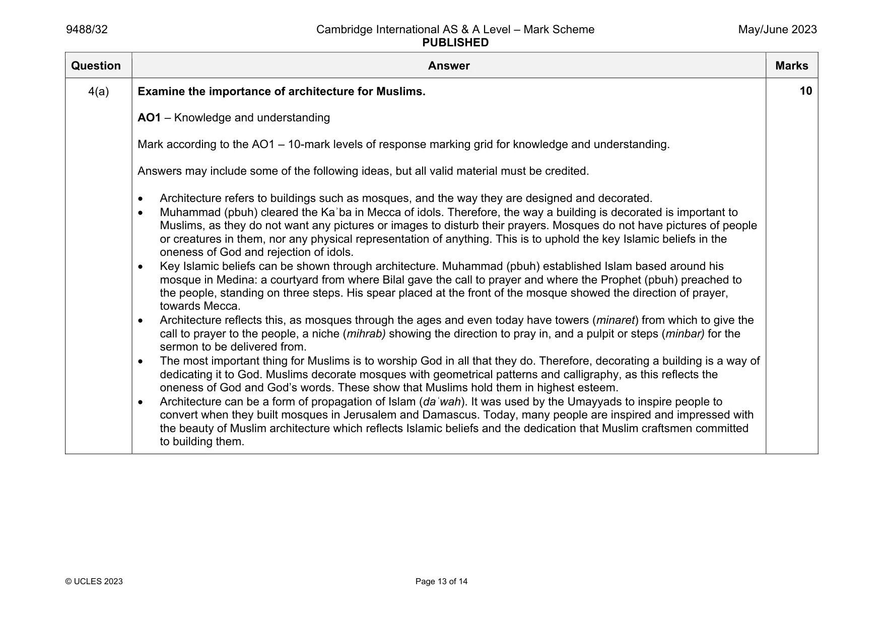 Mark scheme, page 13 of 14