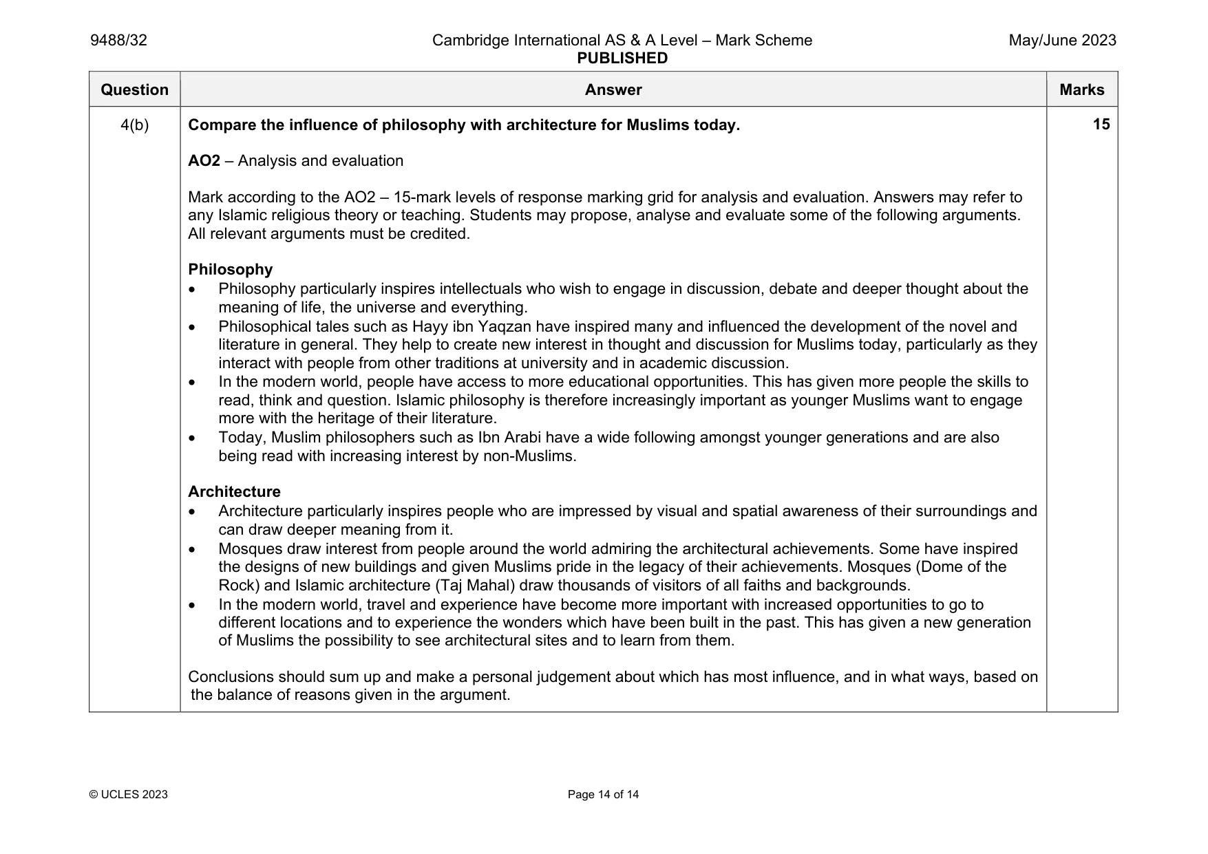 Mark scheme, page 14 of 14