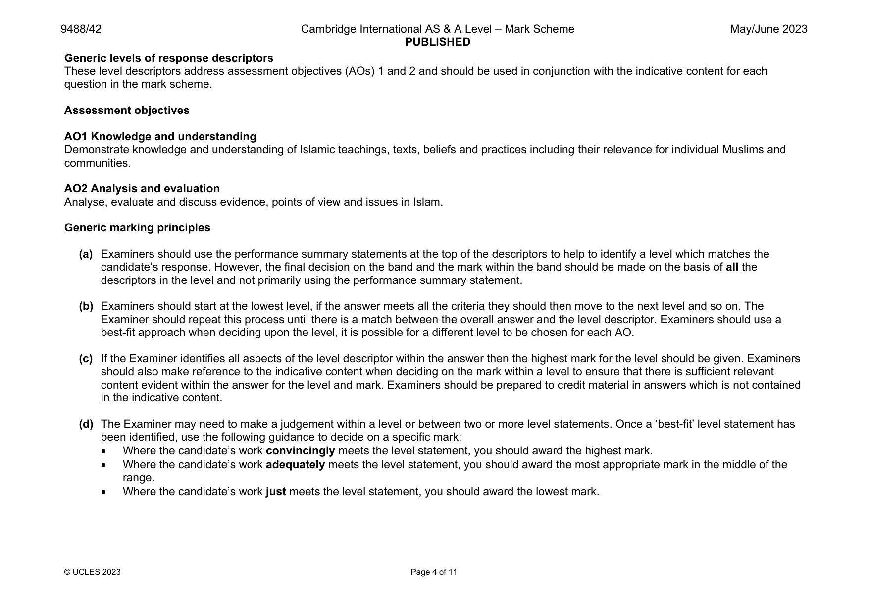 Mark scheme, page 4 of 11