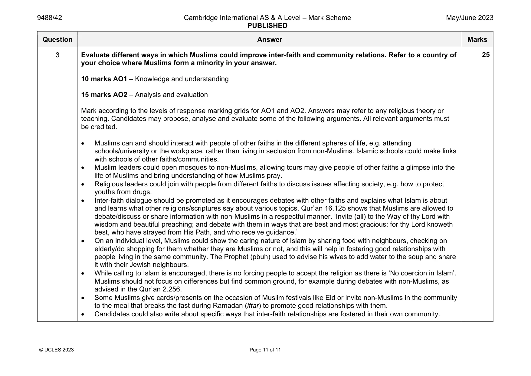 Mark scheme, page 11 of 11