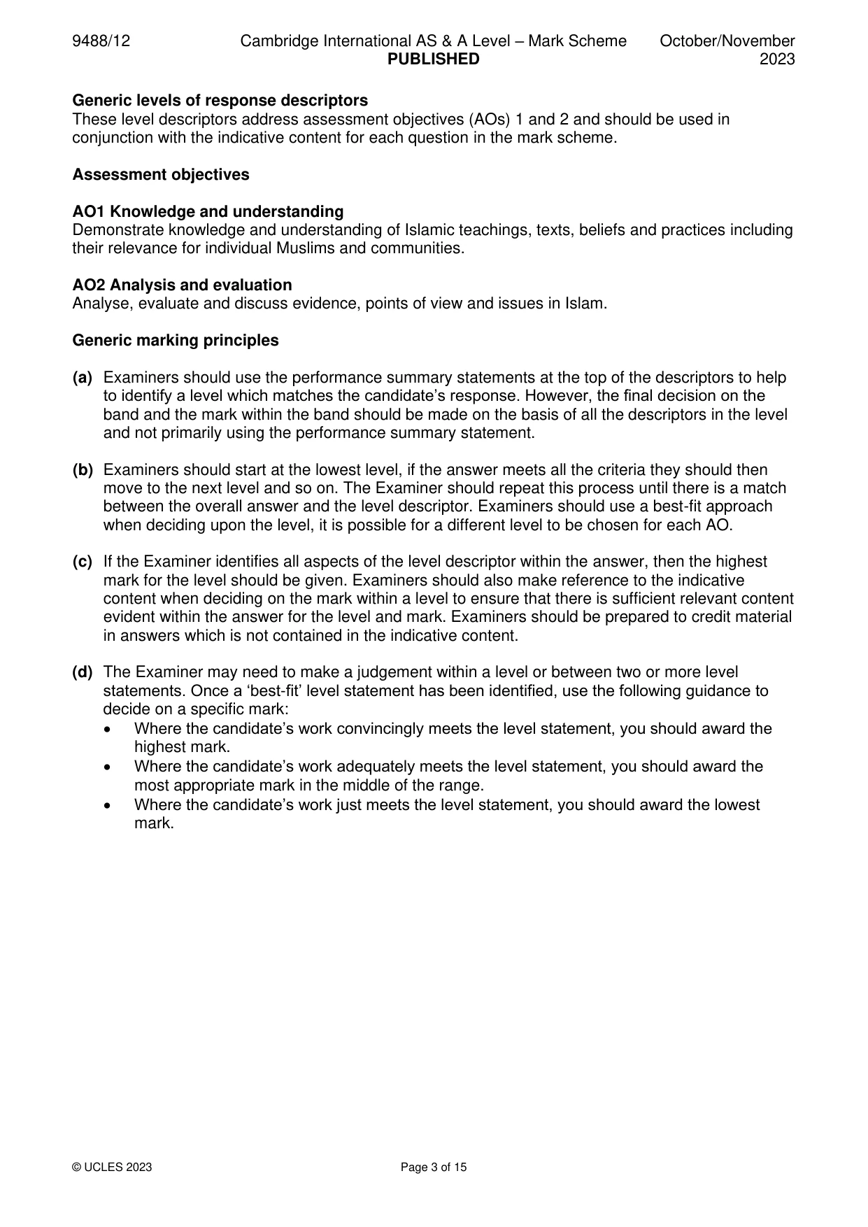 Mark scheme, page 3 of 15