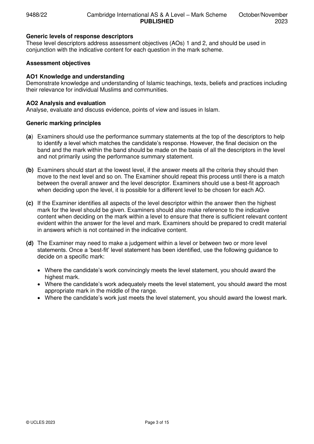 Mark scheme, page 3 of 15