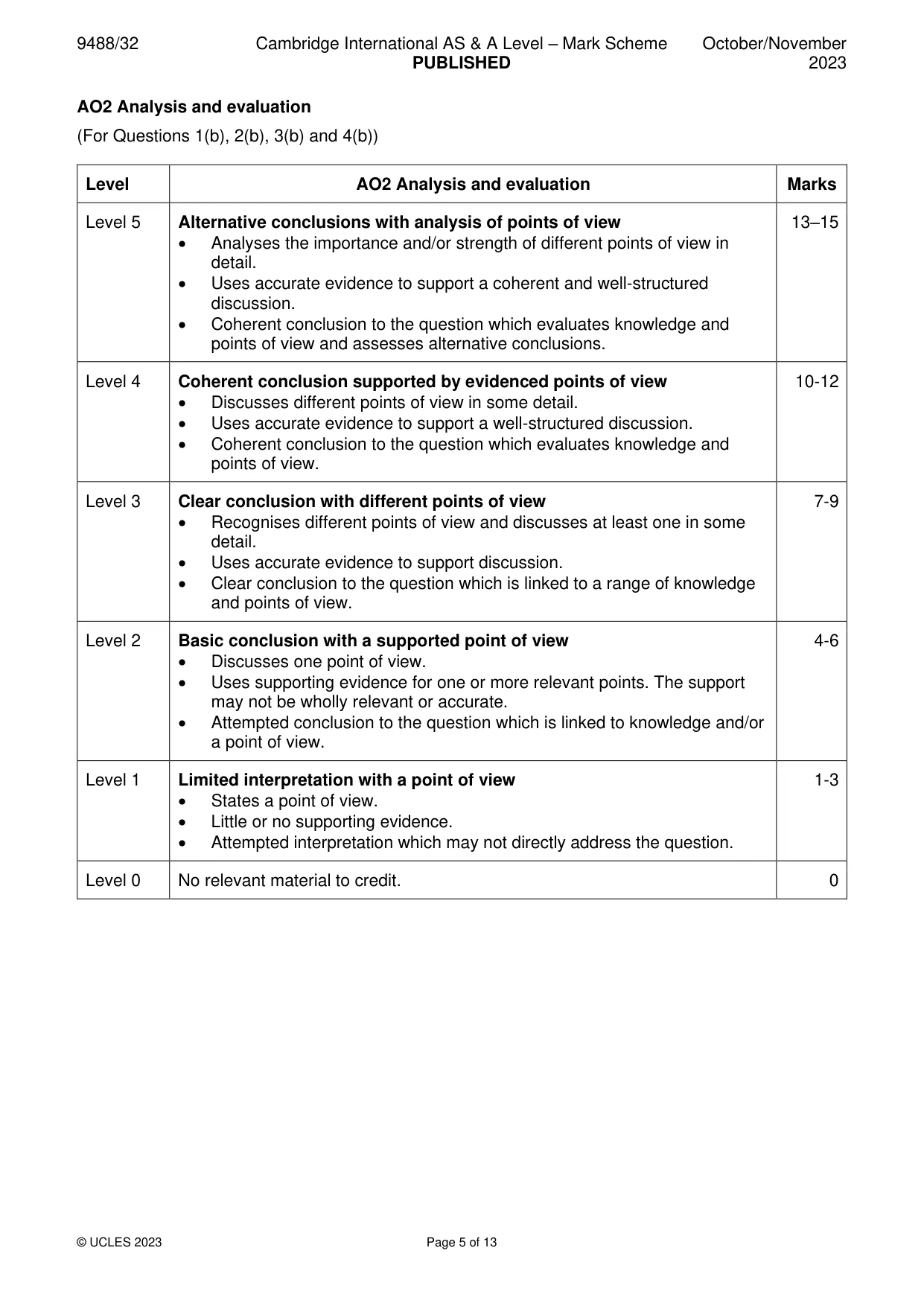 Mark scheme, page 5 of 13