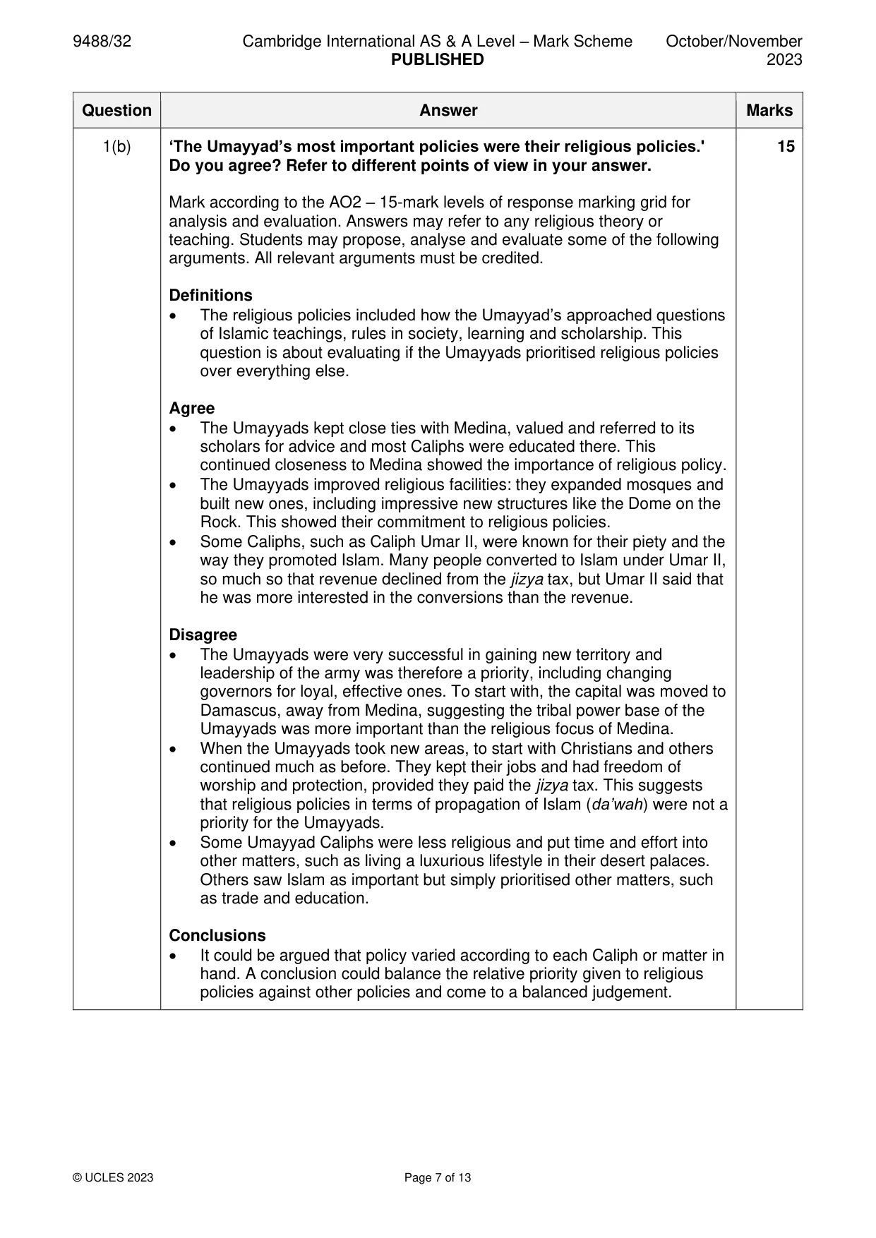 Mark scheme, page 7 of 13