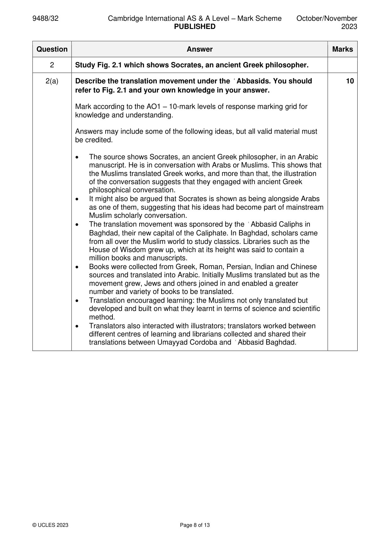 Mark scheme, page 8 of 13