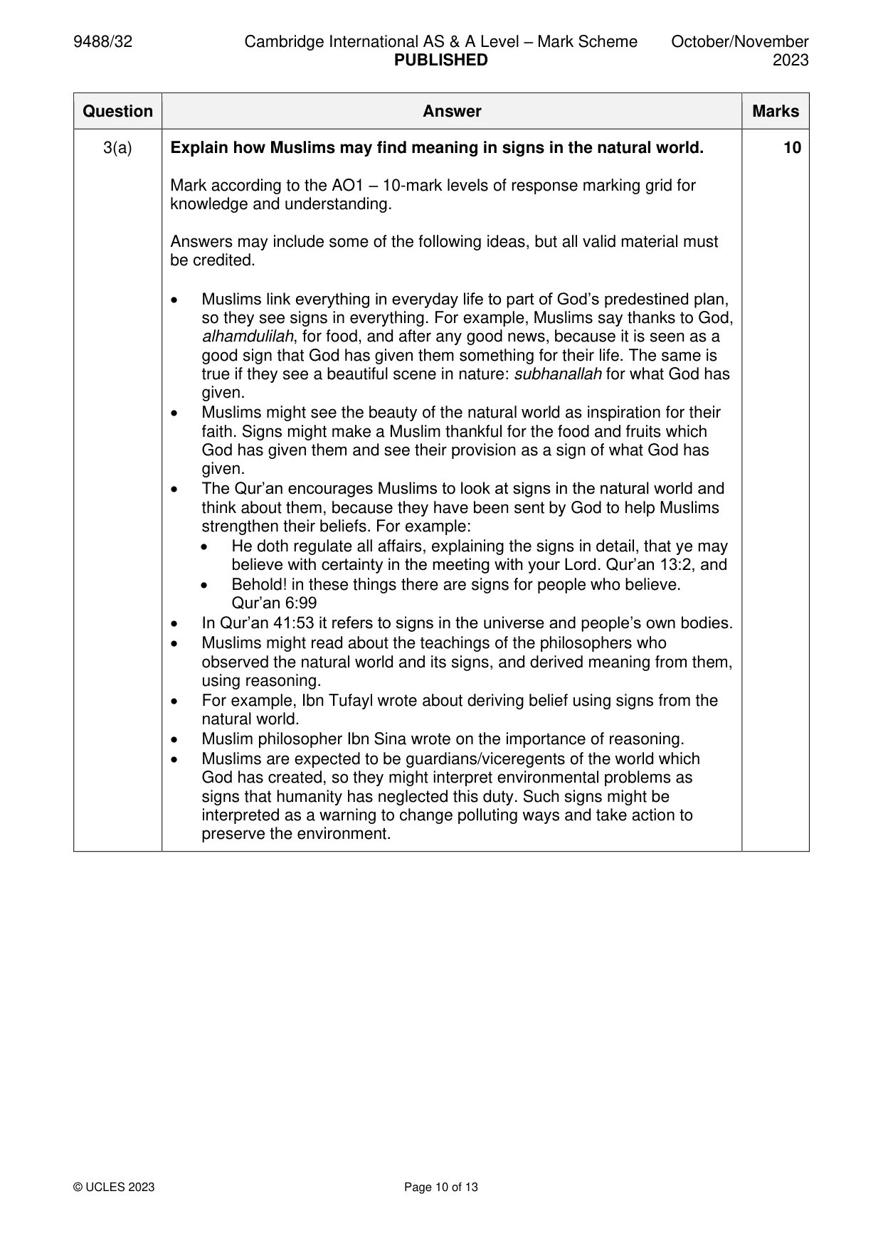 Mark scheme, page 10 of 13