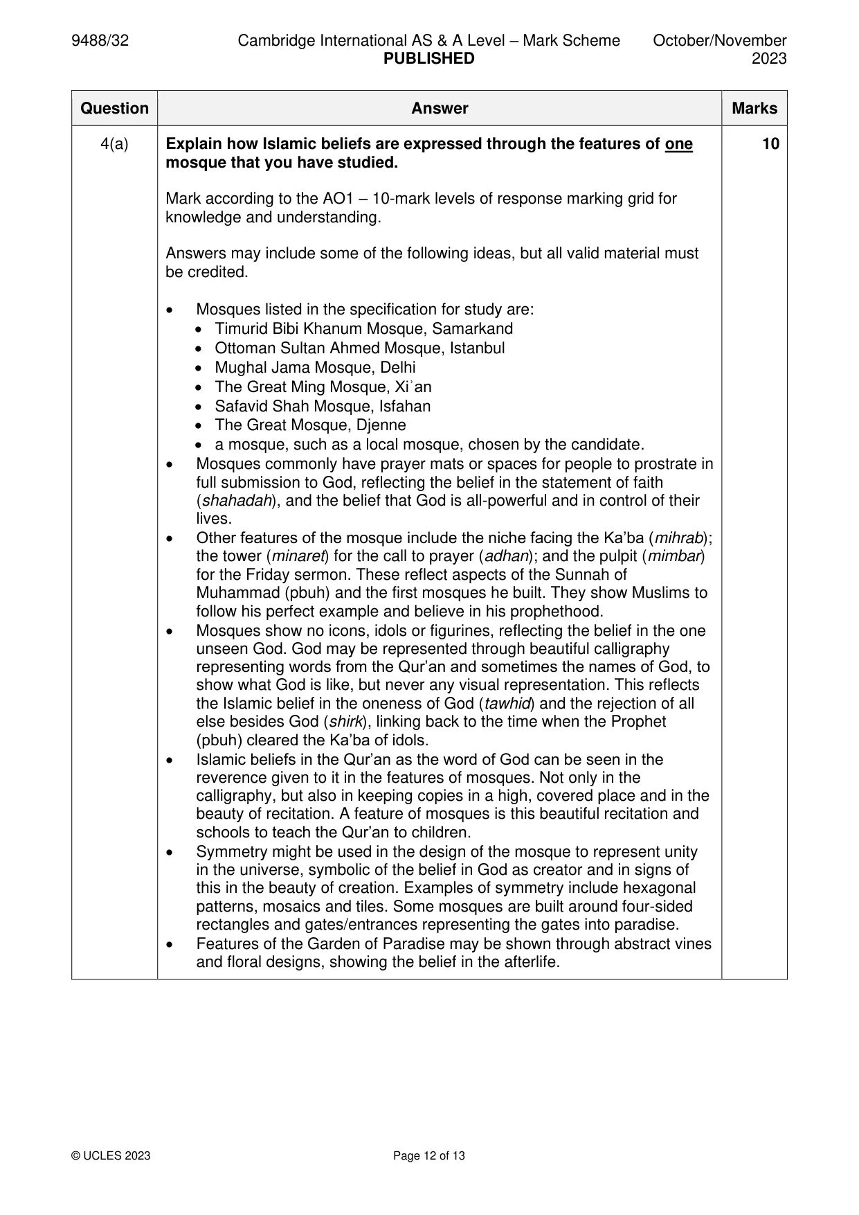 Mark scheme, page 12 of 13