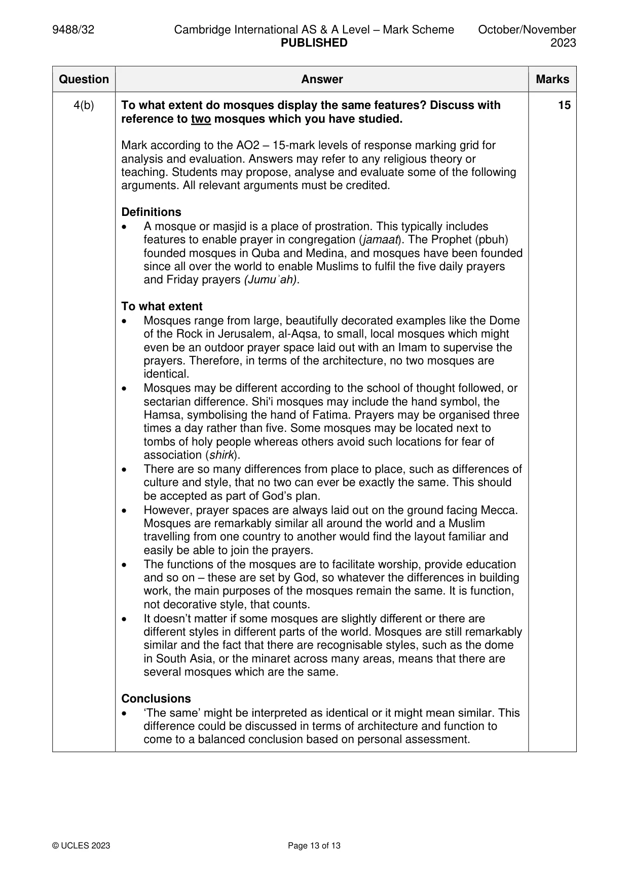 Mark scheme, page 13 of 13