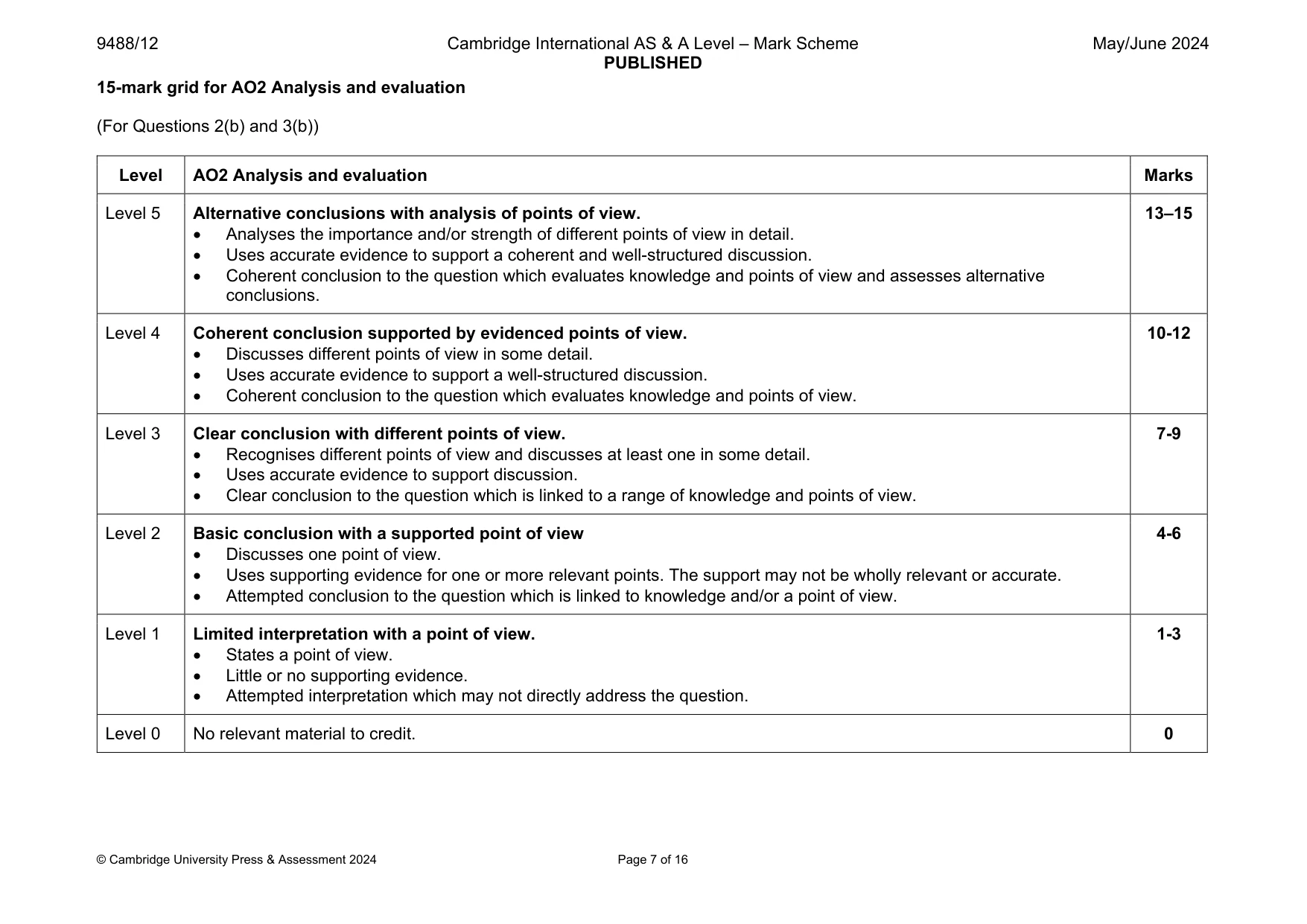 Mark scheme, page 7 of 16