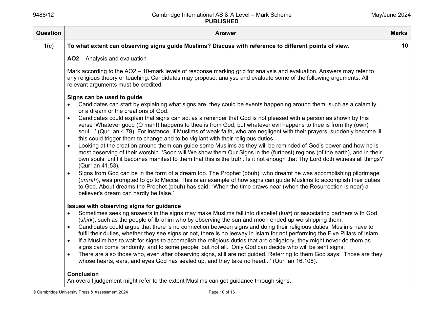 Mark scheme, page 10 of 16