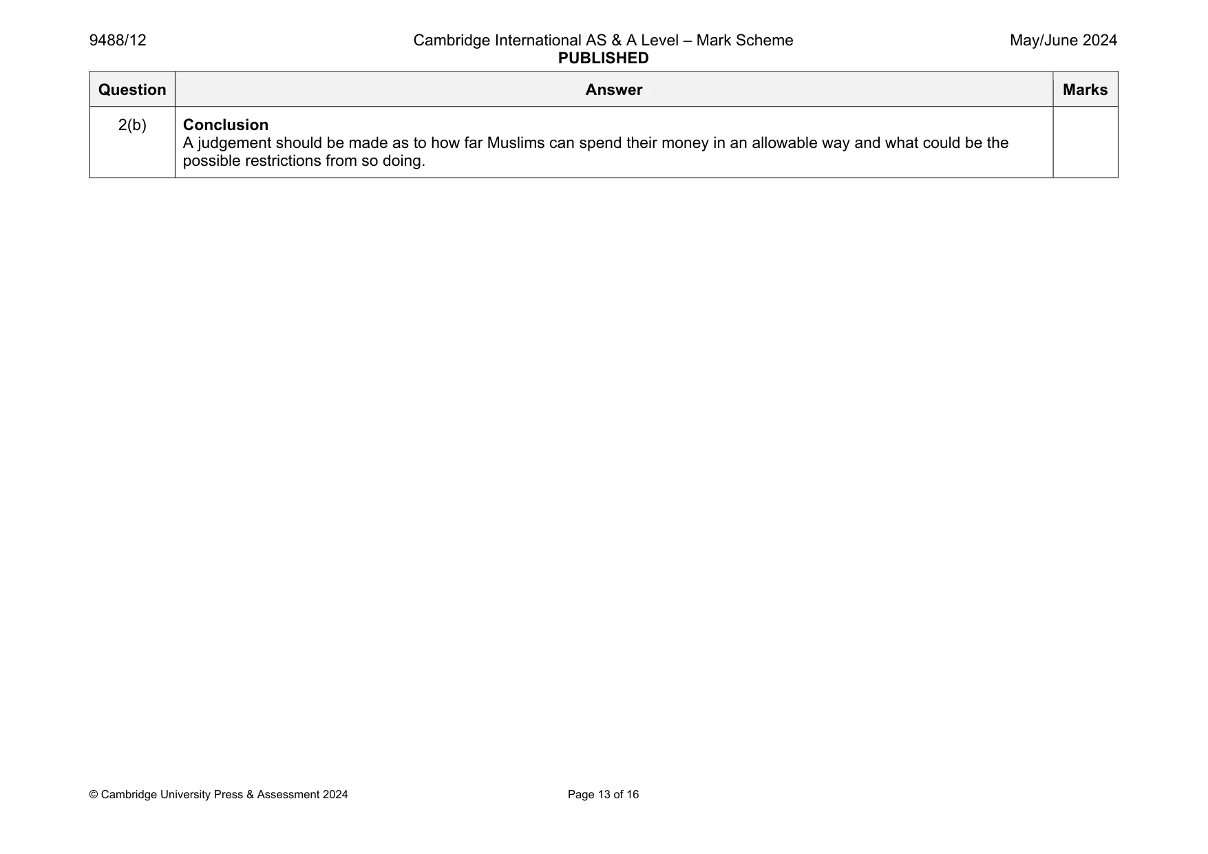 Mark scheme, page 13 of 16