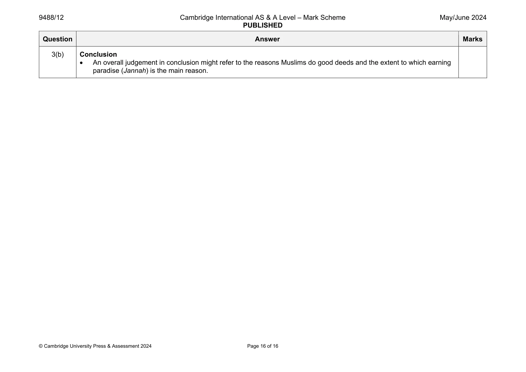 Mark scheme, page 16 of 16