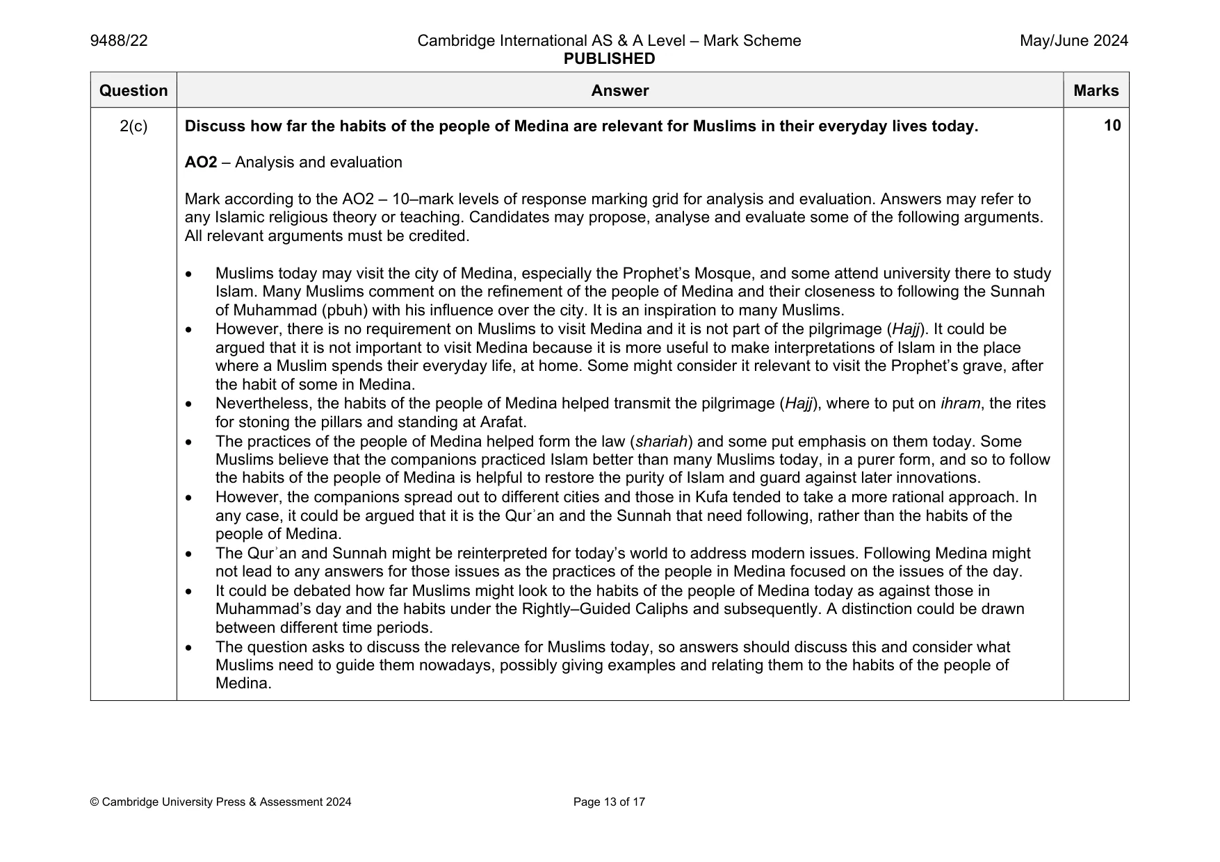 Mark scheme, page 13 of 17