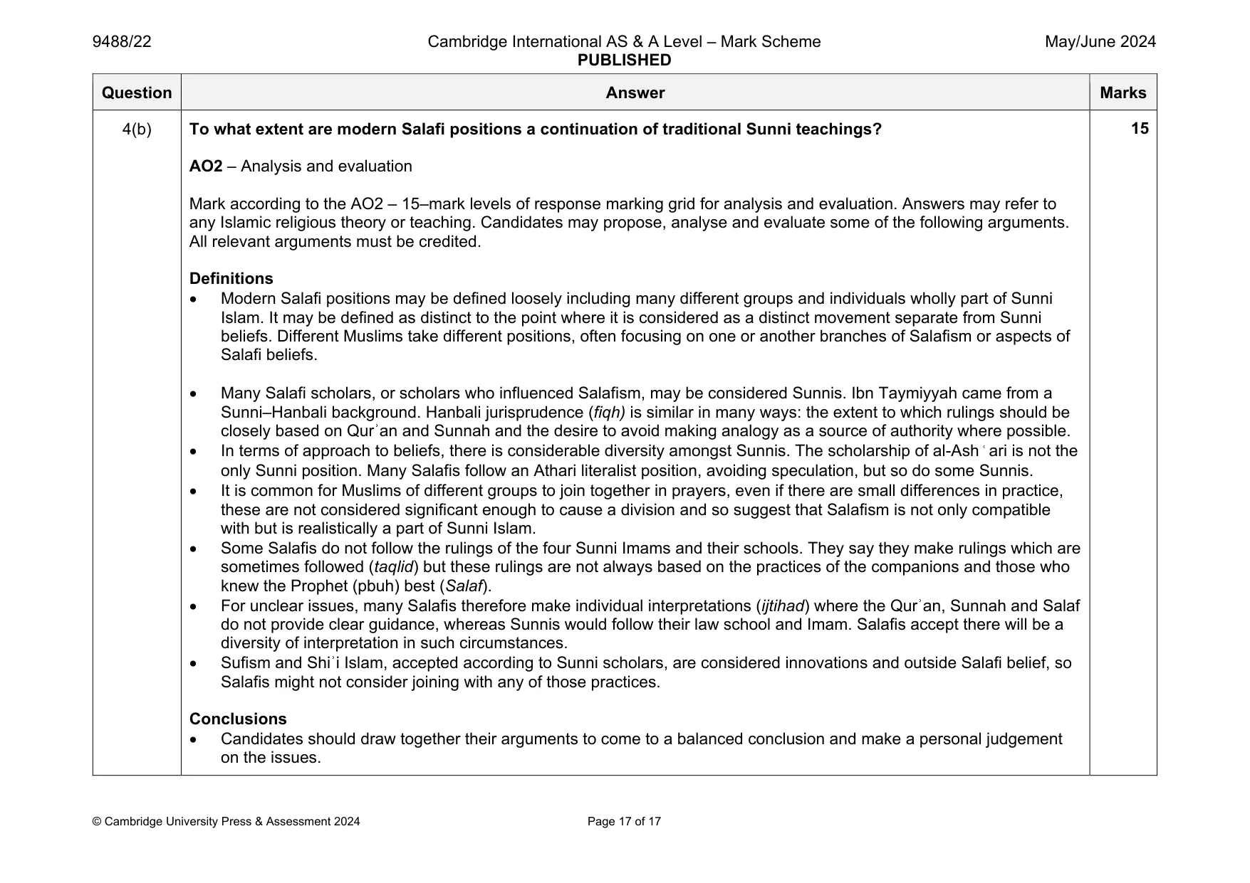 Mark scheme, page 17 of 17