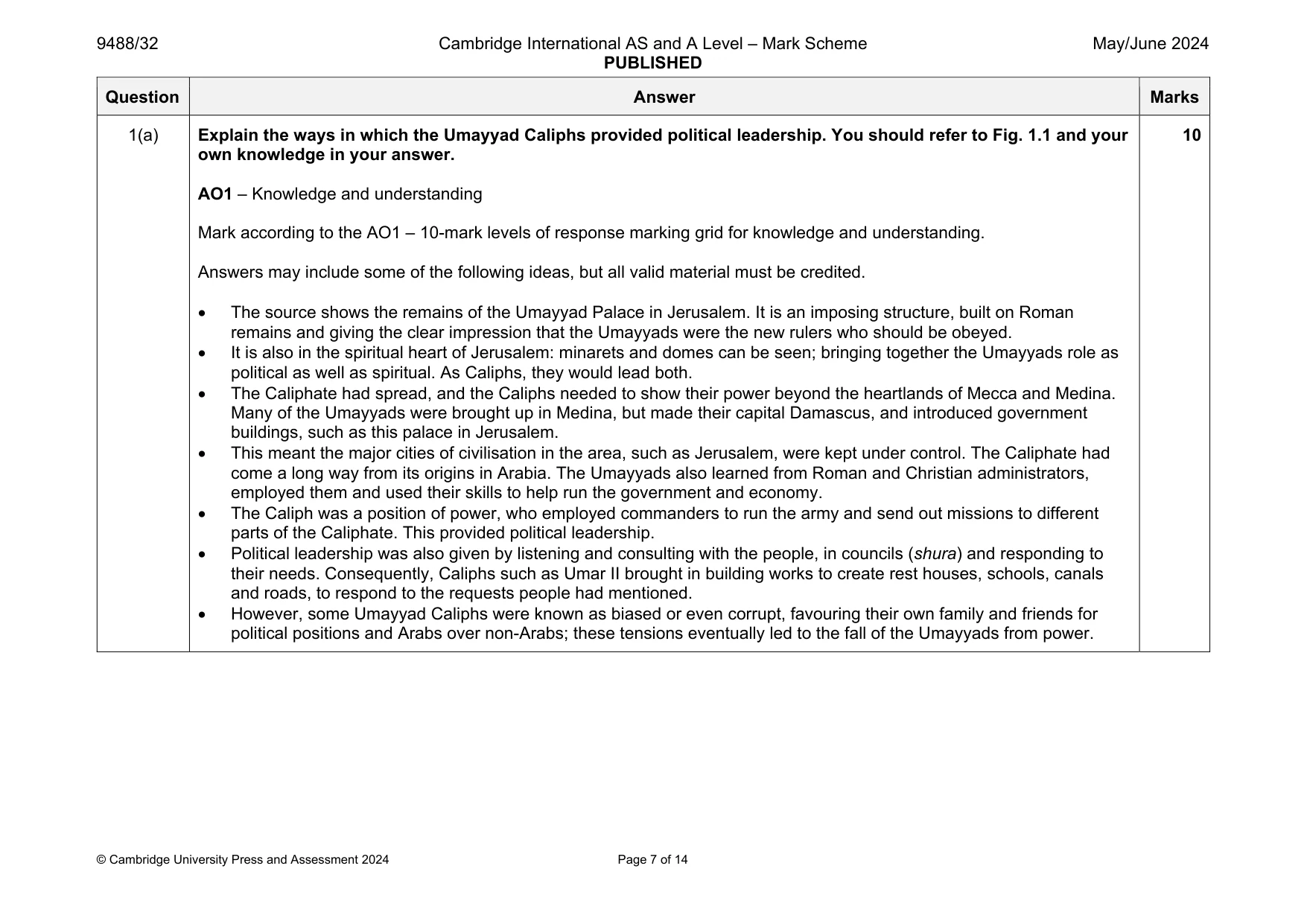 Mark scheme, page 7 of 14