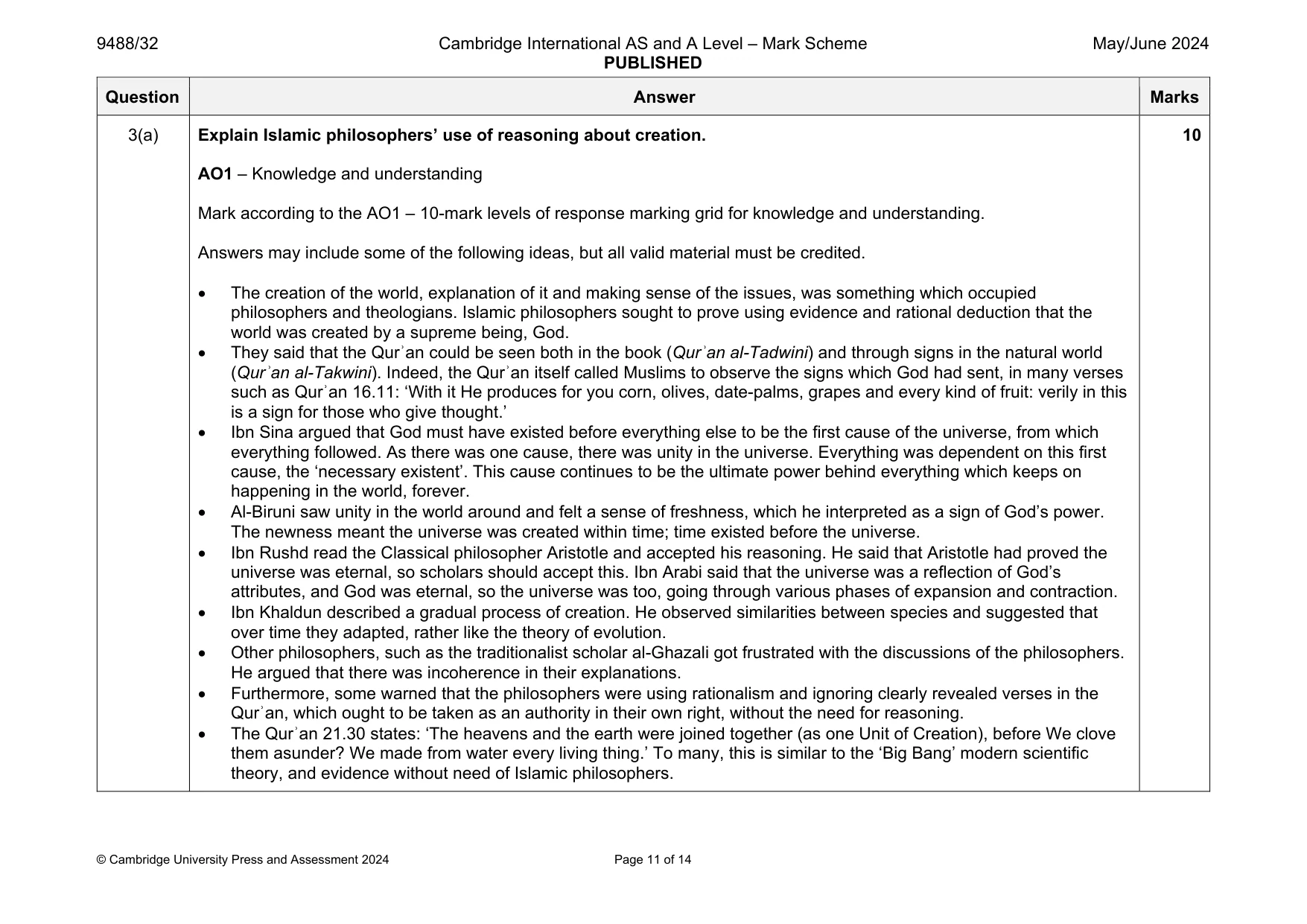 Mark scheme, page 11 of 14